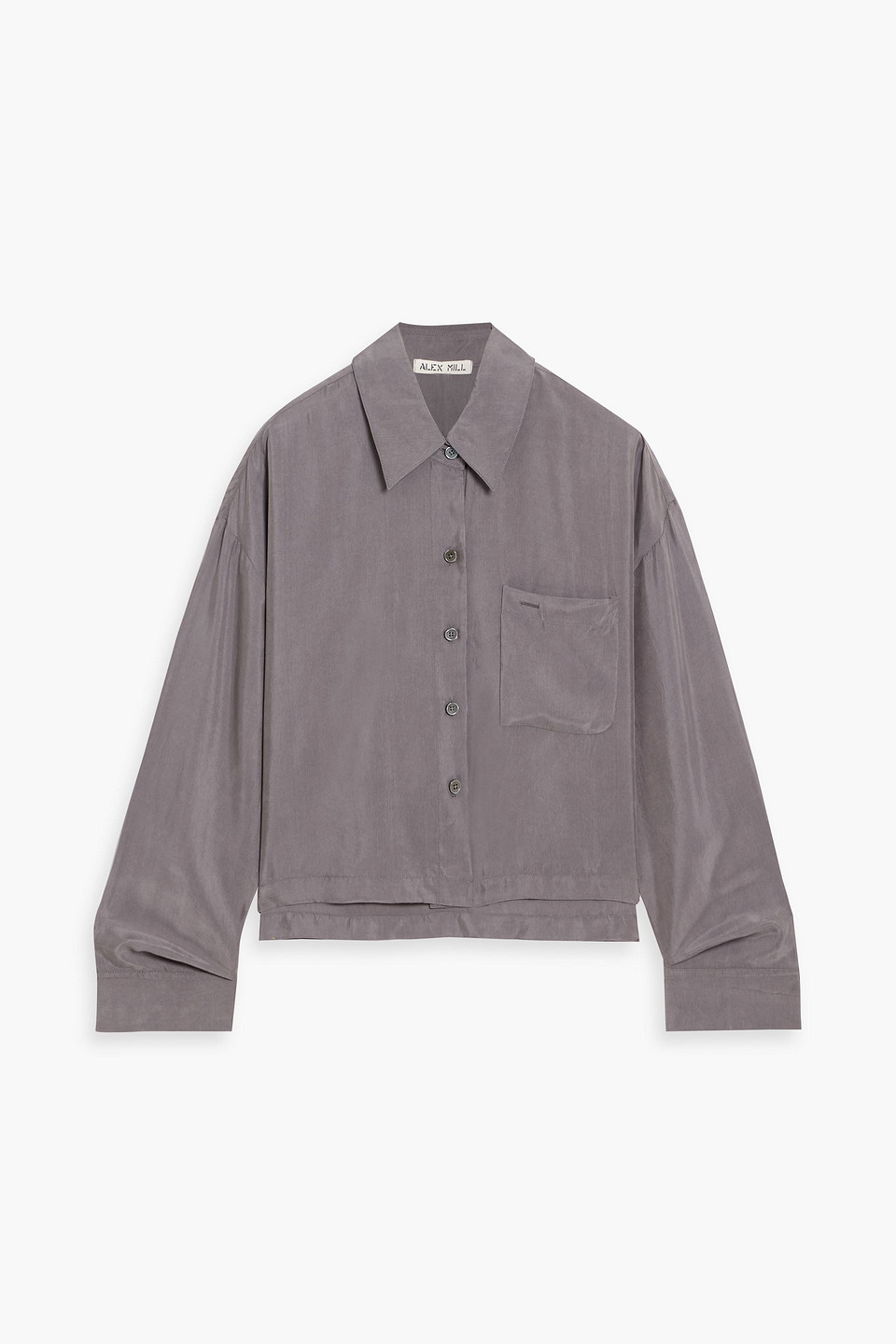 Alex Mill Gemma Cropped Cupro-blend Poplin Shirt In Gray