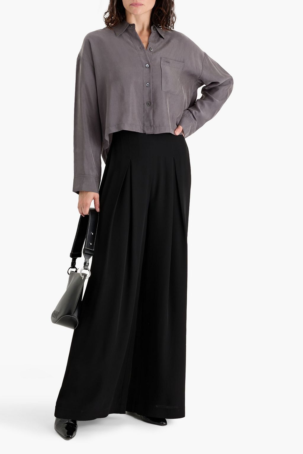 ALEX MILL Gemma cropped cupro-blend poplin shirt