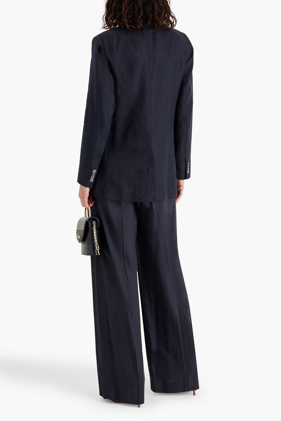 Alex Mill Anna Double-breasted Linen-twill Blazer In Blue