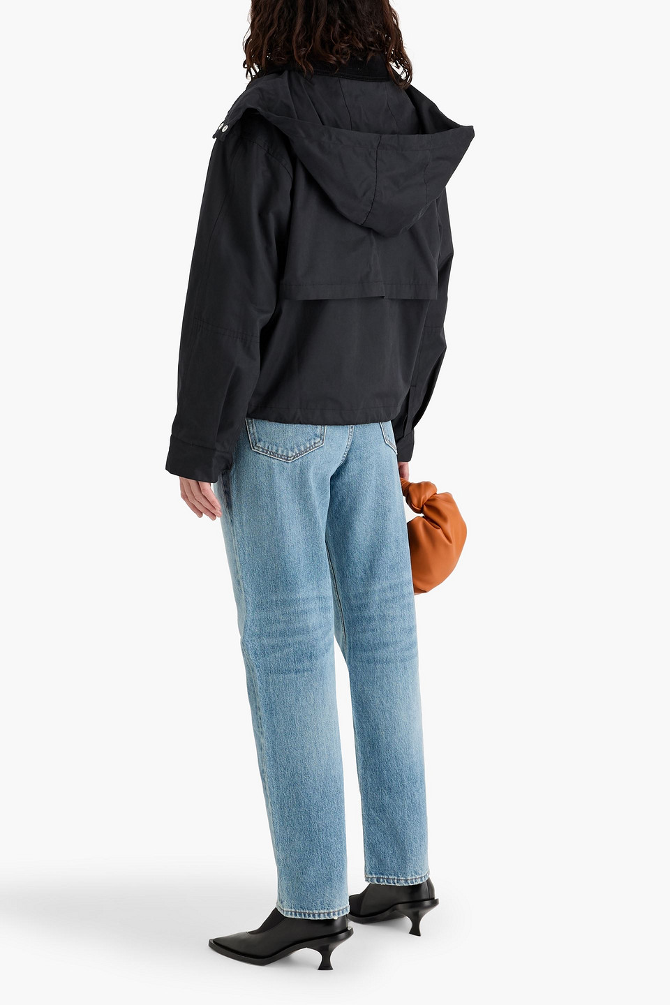 Alex Mill Kenzie Corduroy-trimmed Cotton-blend Hooded Jacket In Black