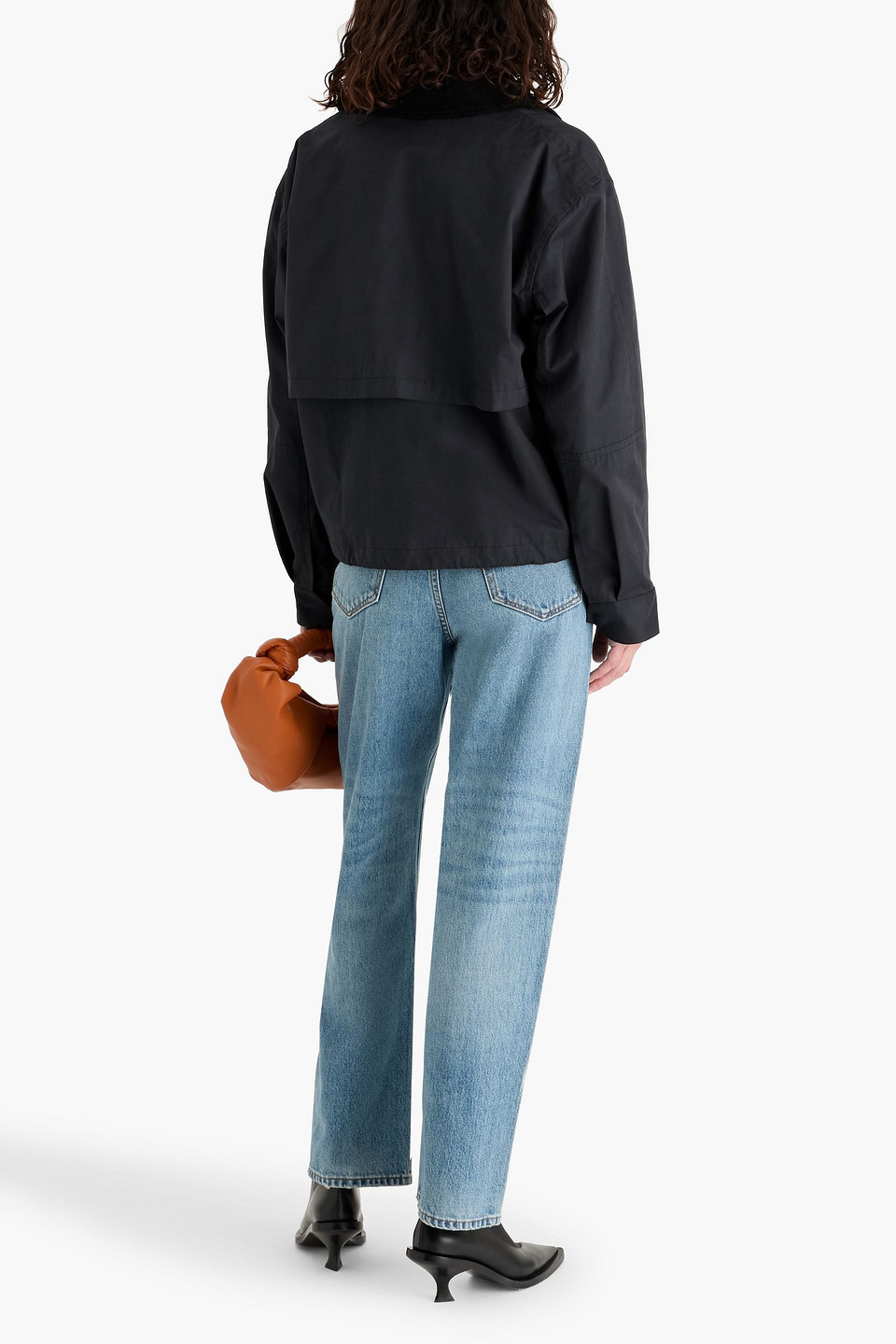 Alex Mill Kenzie Corduroy-trimmed Cotton-blend Hooded Jacket In Black