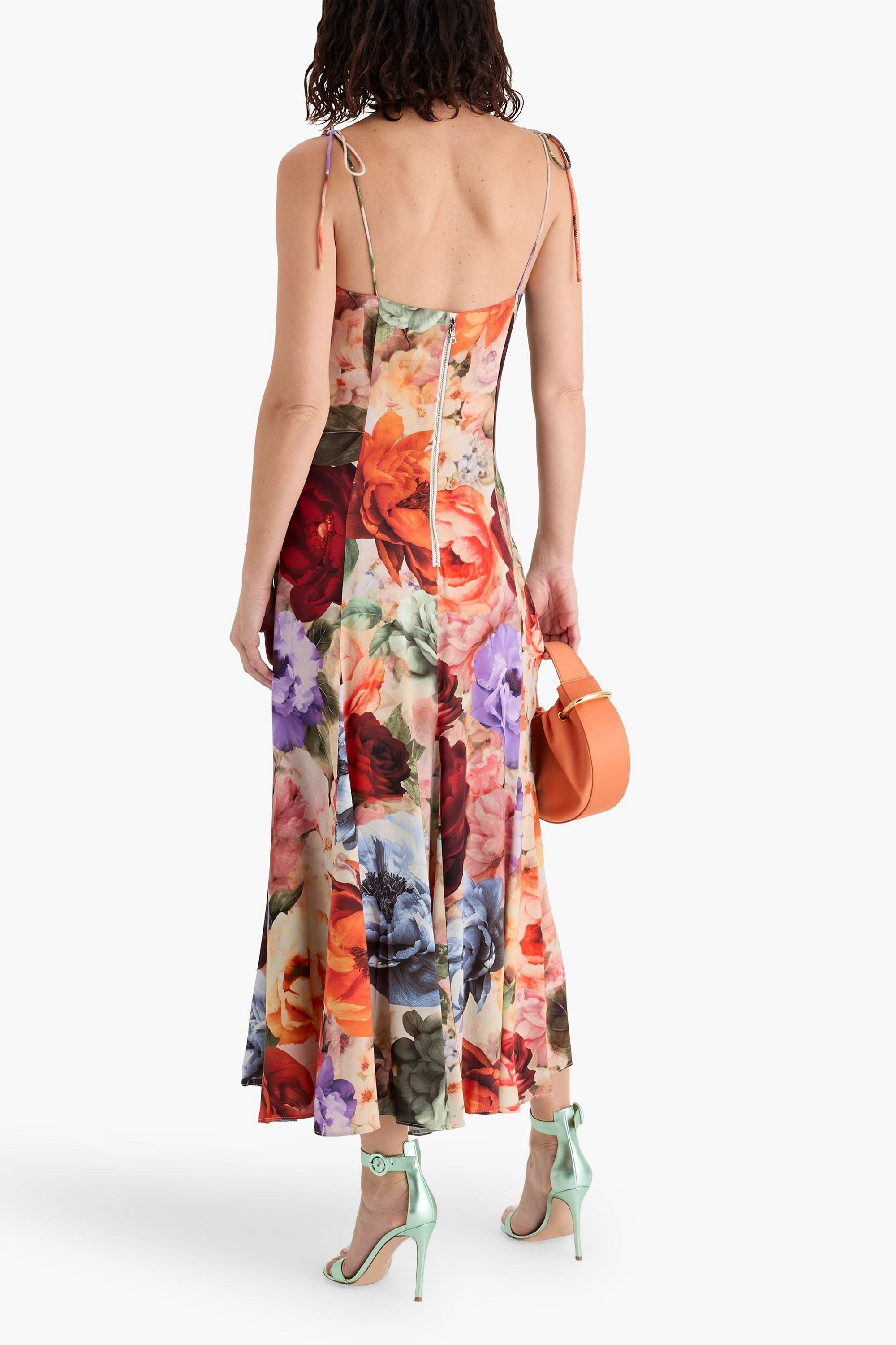 alice + olivia Jeanette pleated floral-print crepe de chine midi dress