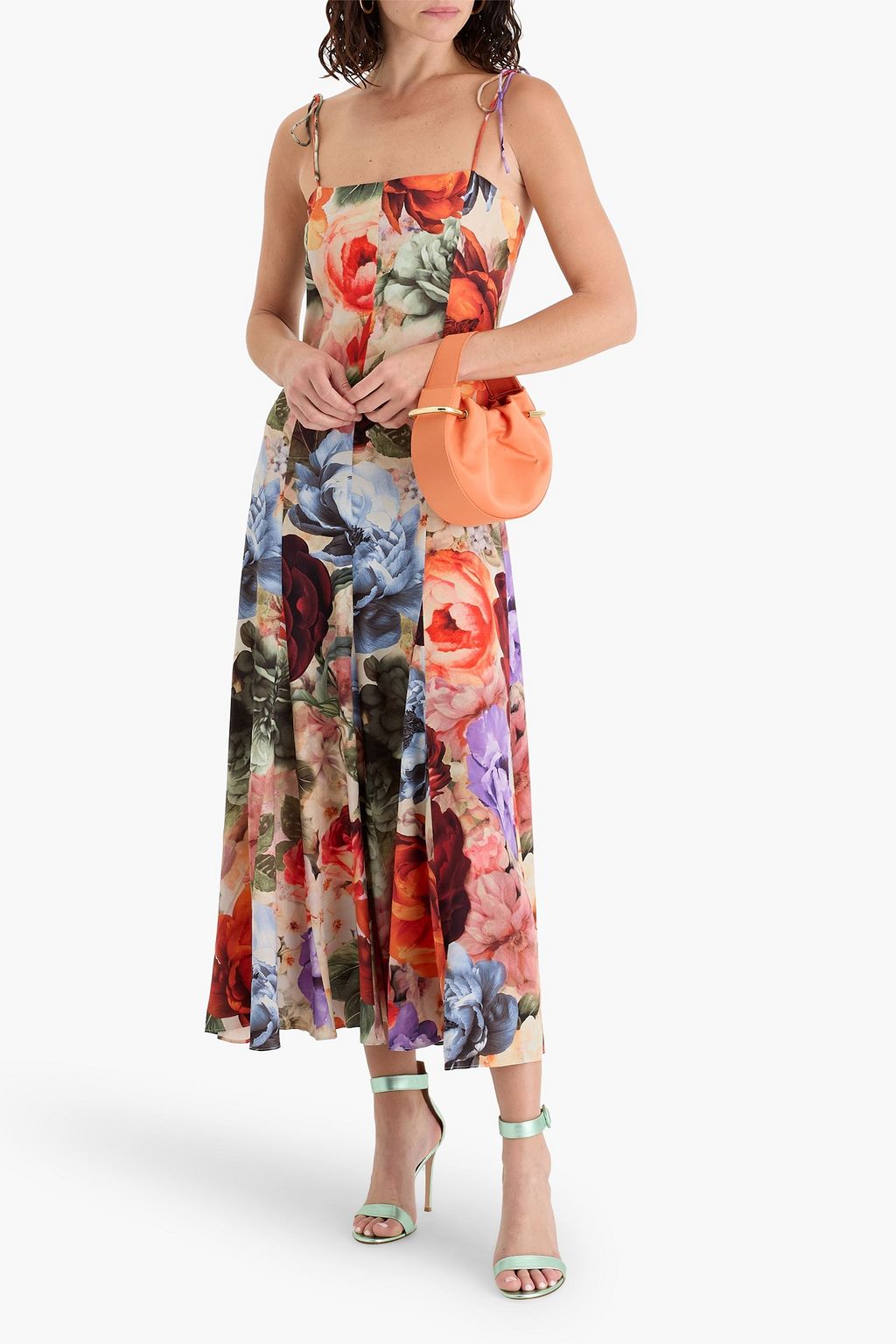 ALICE + OLIVIA Jeanette pleated floral-print crepe de chine midi dress