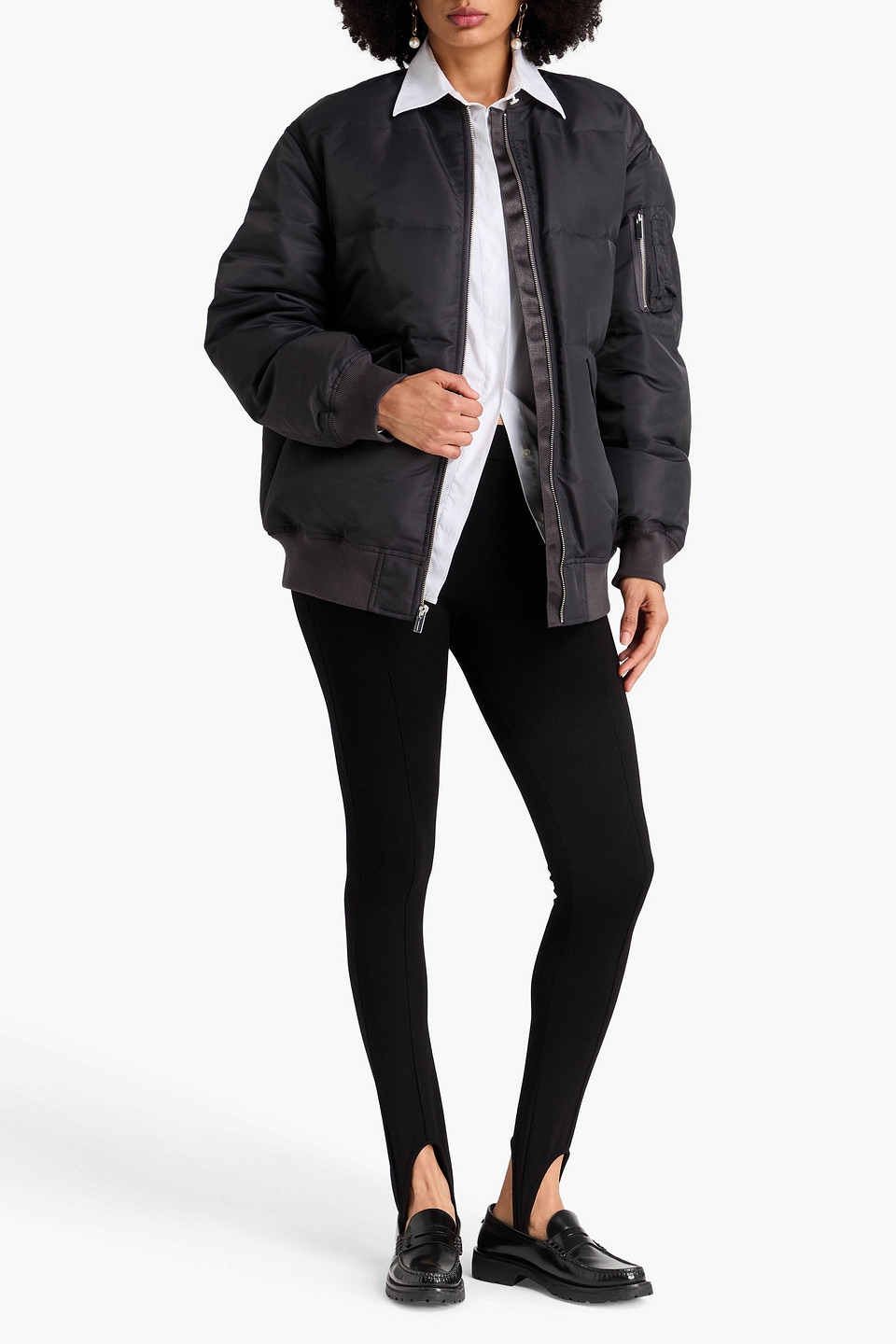  Theory - Quilted Shell Down Jacket - Gray - S 