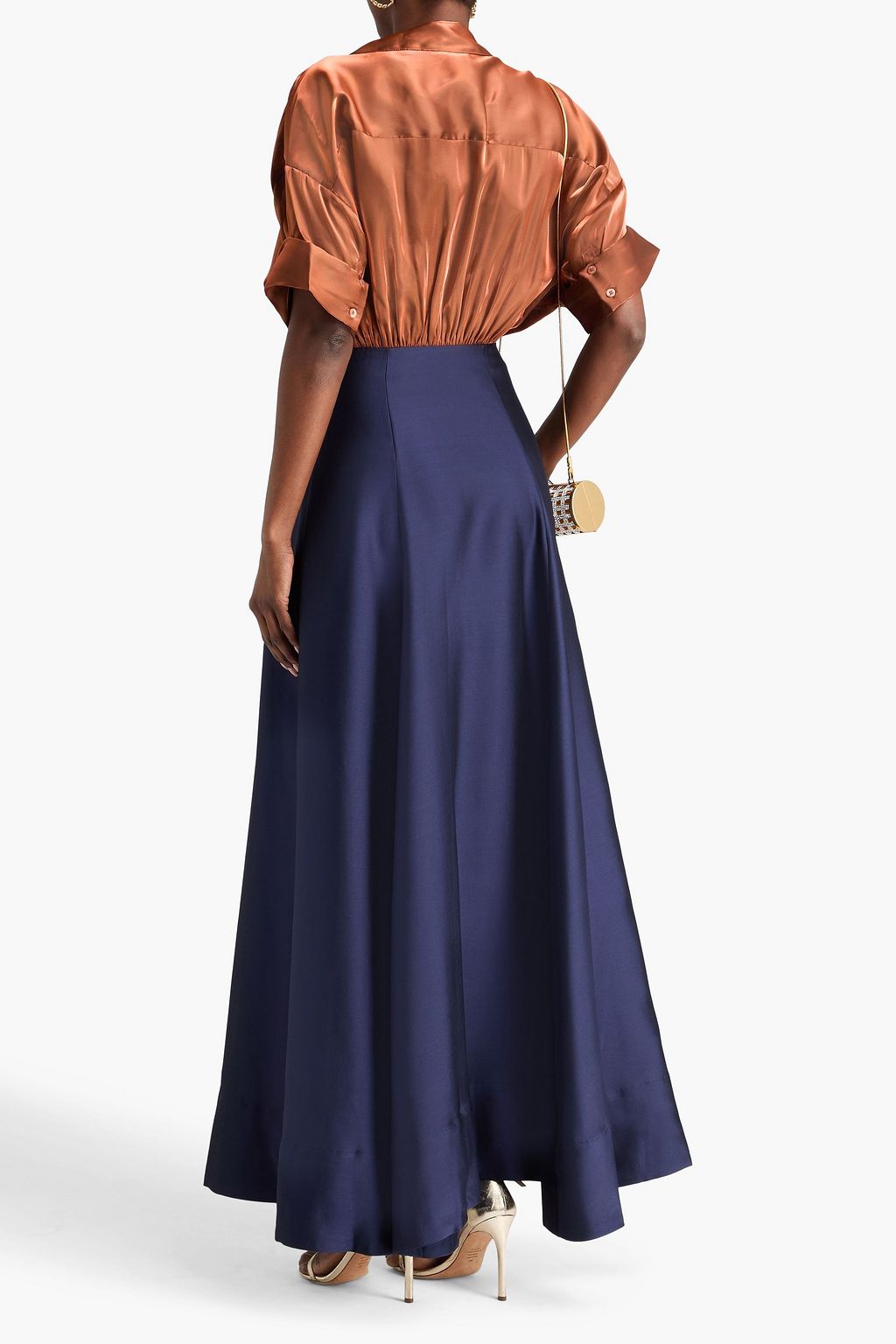 STAUD Shubert two-tone twill and organza maxi dress