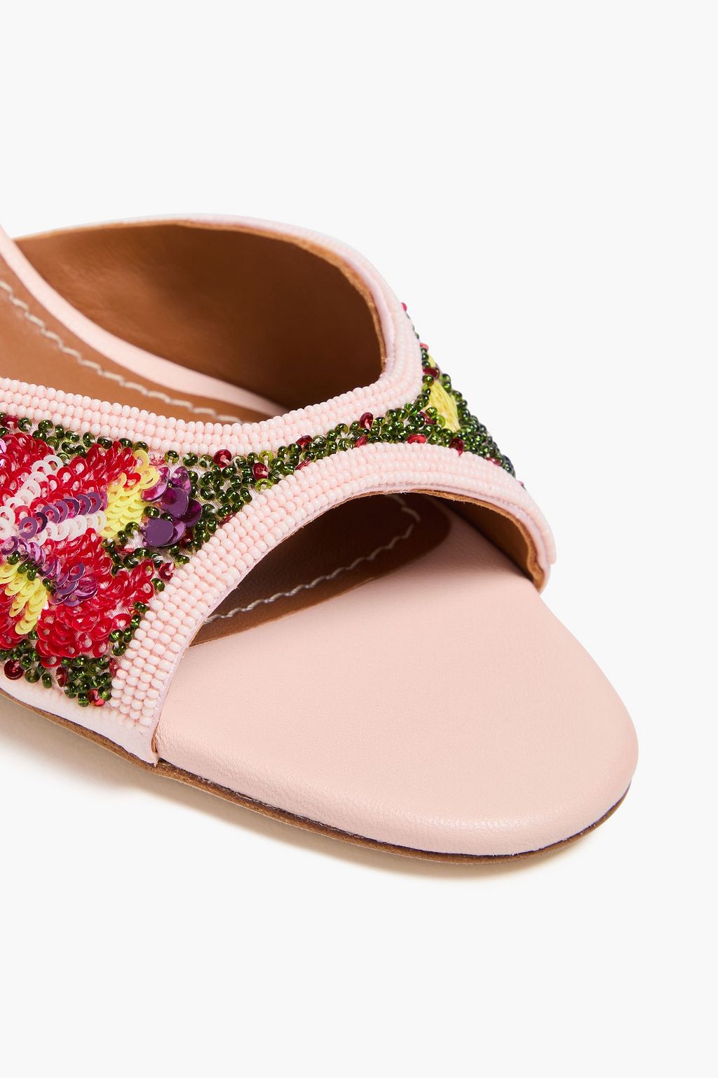 STAUD Brigitte embellished satin mules