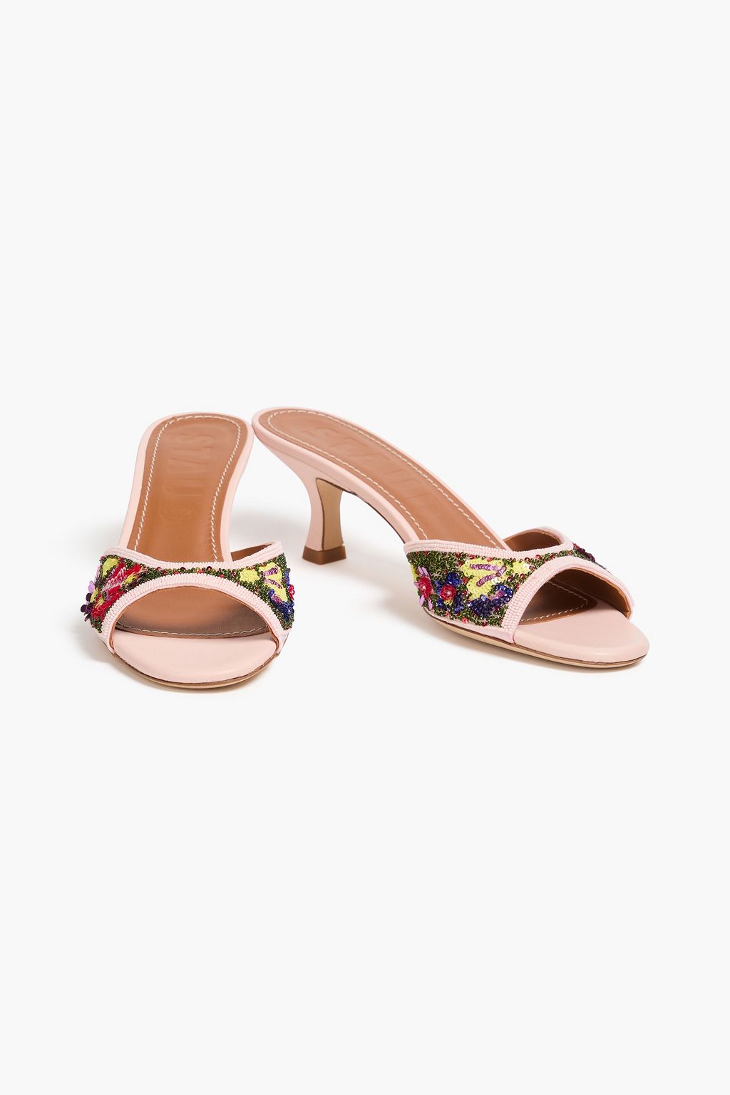 STAUD Brigitte embellished satin mules