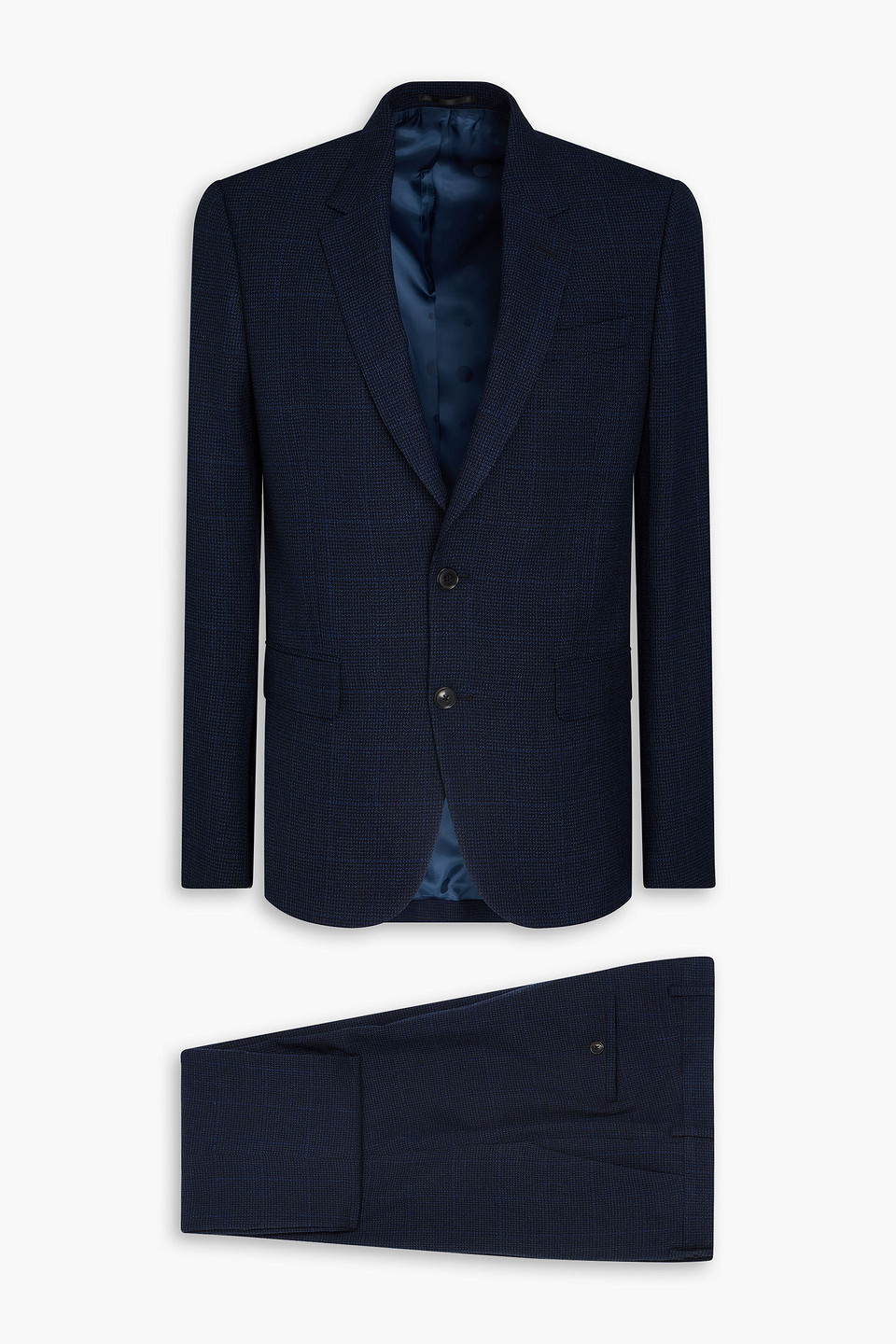 paul smith - checked wool-blend tweed suit - blue - us 36