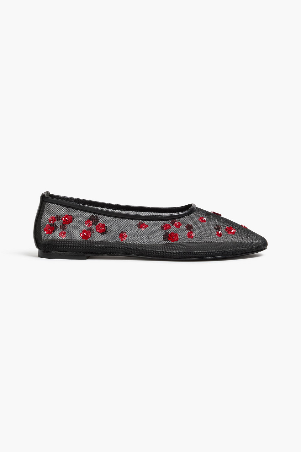 staud - alba embellished mesh ballet flats - black - eu 36.5