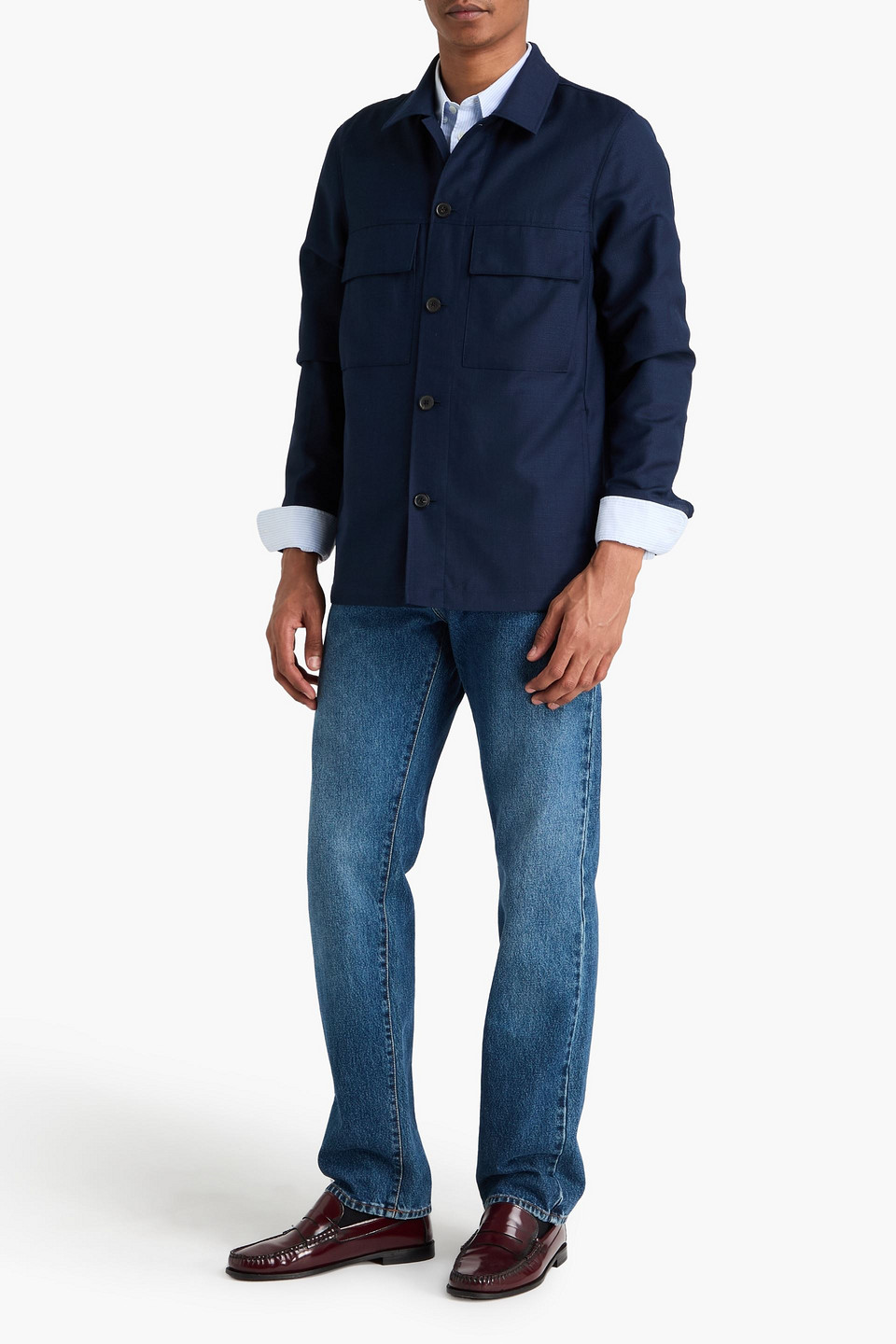 Paul Smith - Overshirt Aus Wolle - Blau - M 