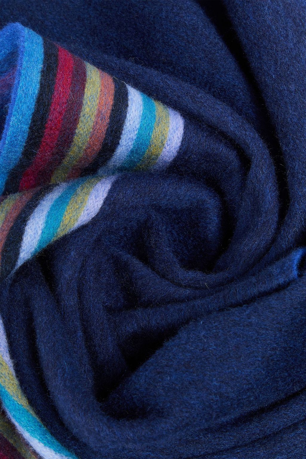 PAUL SMITH Fringed striped cashmere-flannel scarf