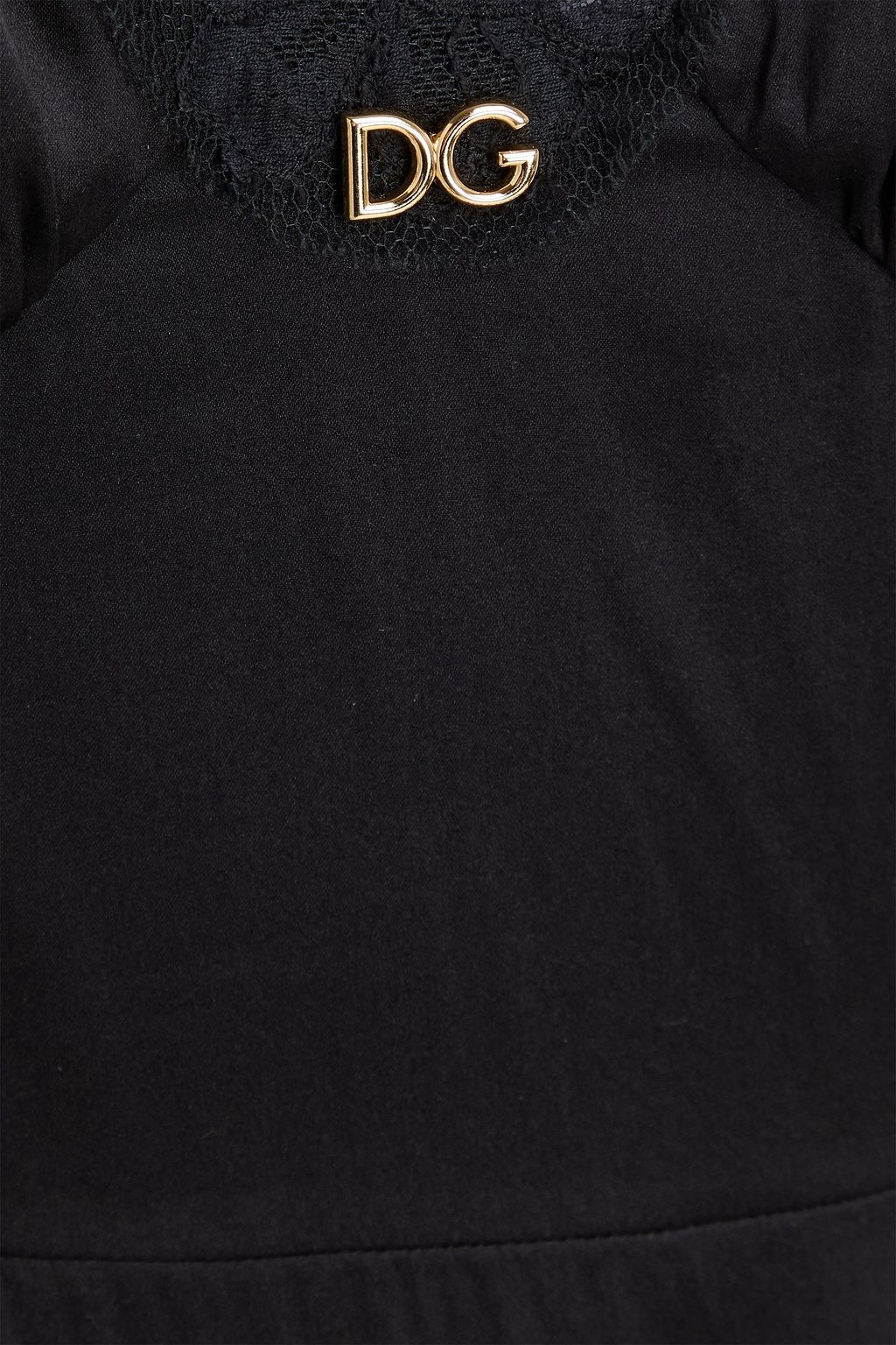 DOLCE&GABBANA Lace-trimmed silk-blend crepe de chine maxi slip dress