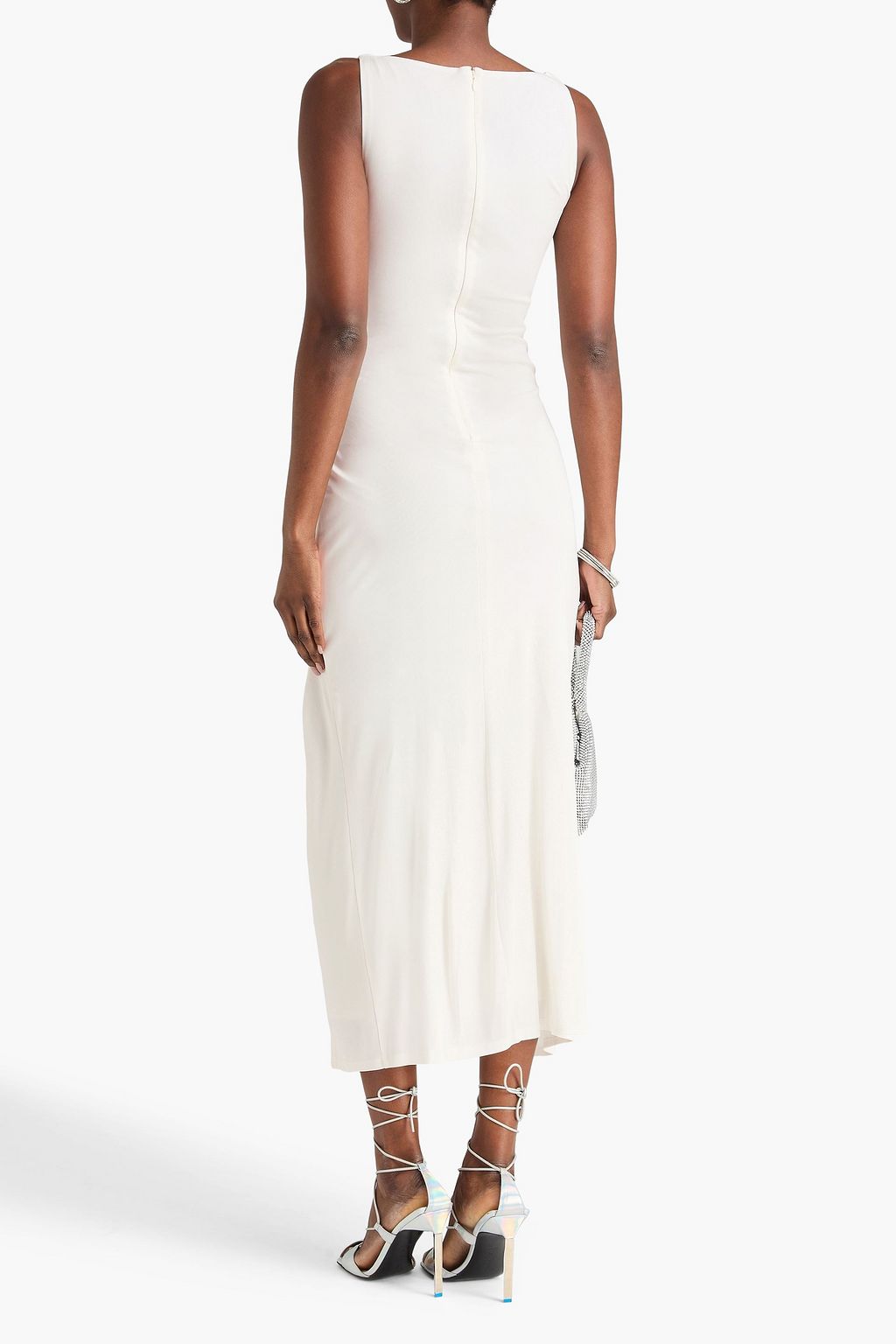 STAUD فستان متوسط الطول "تاليا" من الجيرسيه بتصميم منسدل ومزين بزخارف