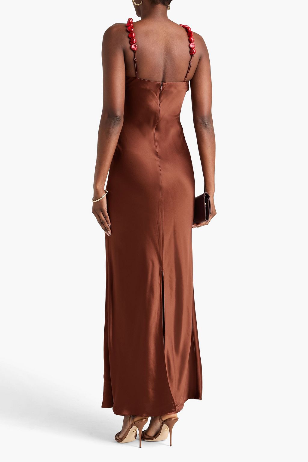 STAUD Cadence embellished satin maxi dress