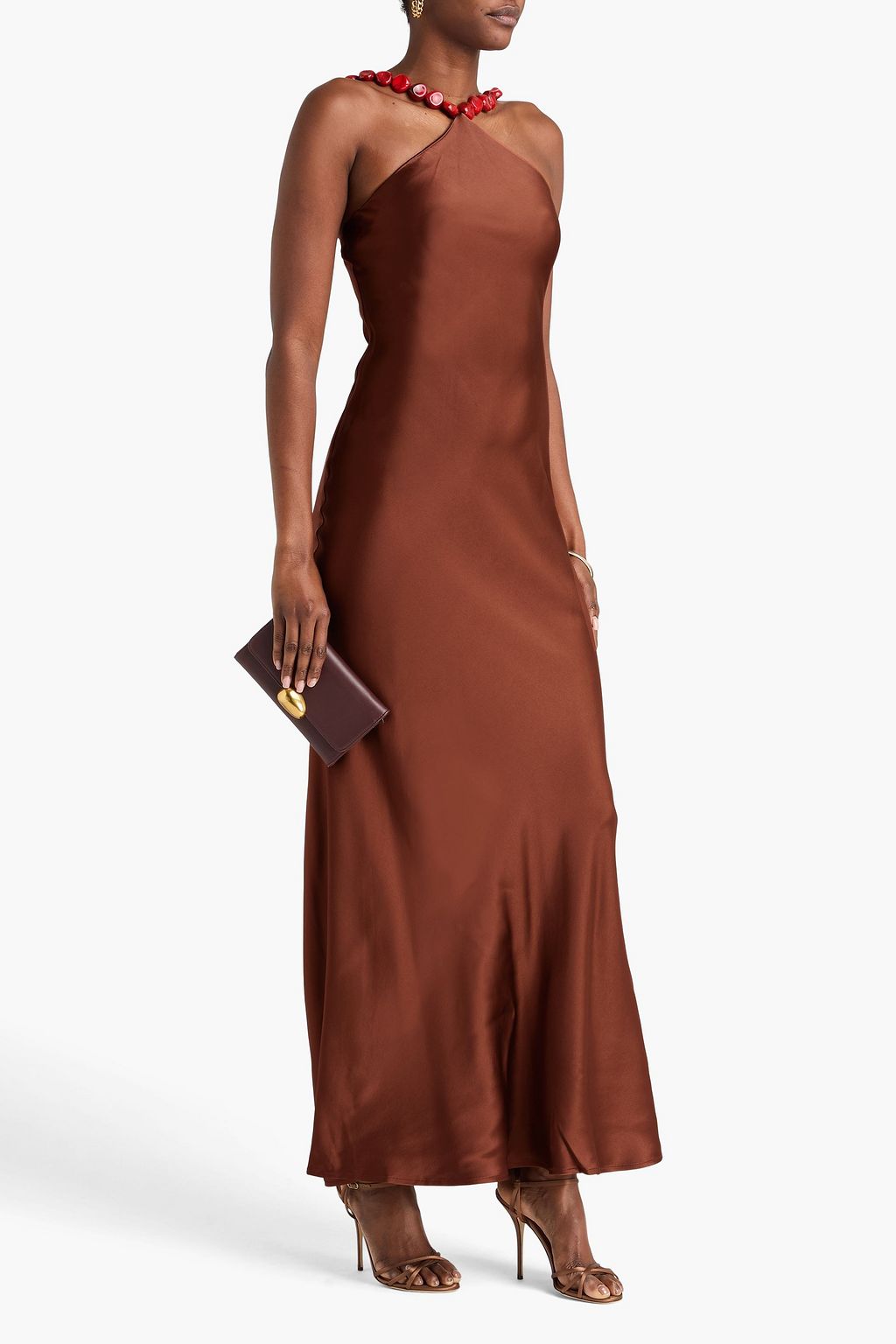 STAUD Cadence embellished satin maxi dress
