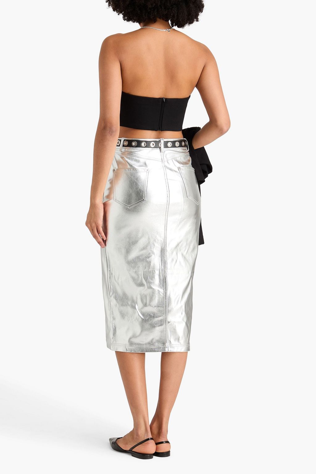 STAUD Oaklyn metallic midi skirt
