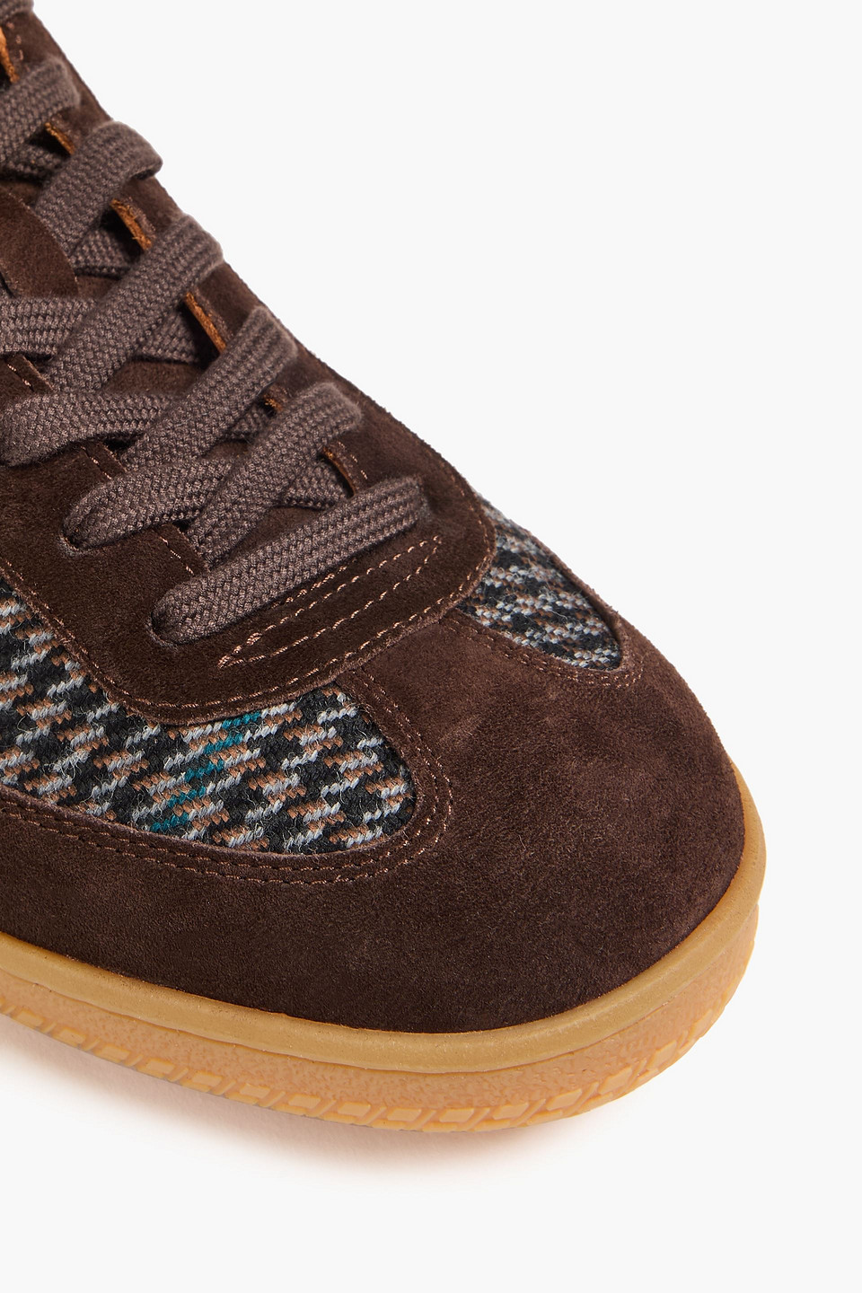 Paul Smith Como Houndstooth Tweed And Suede Sneakers In Multi