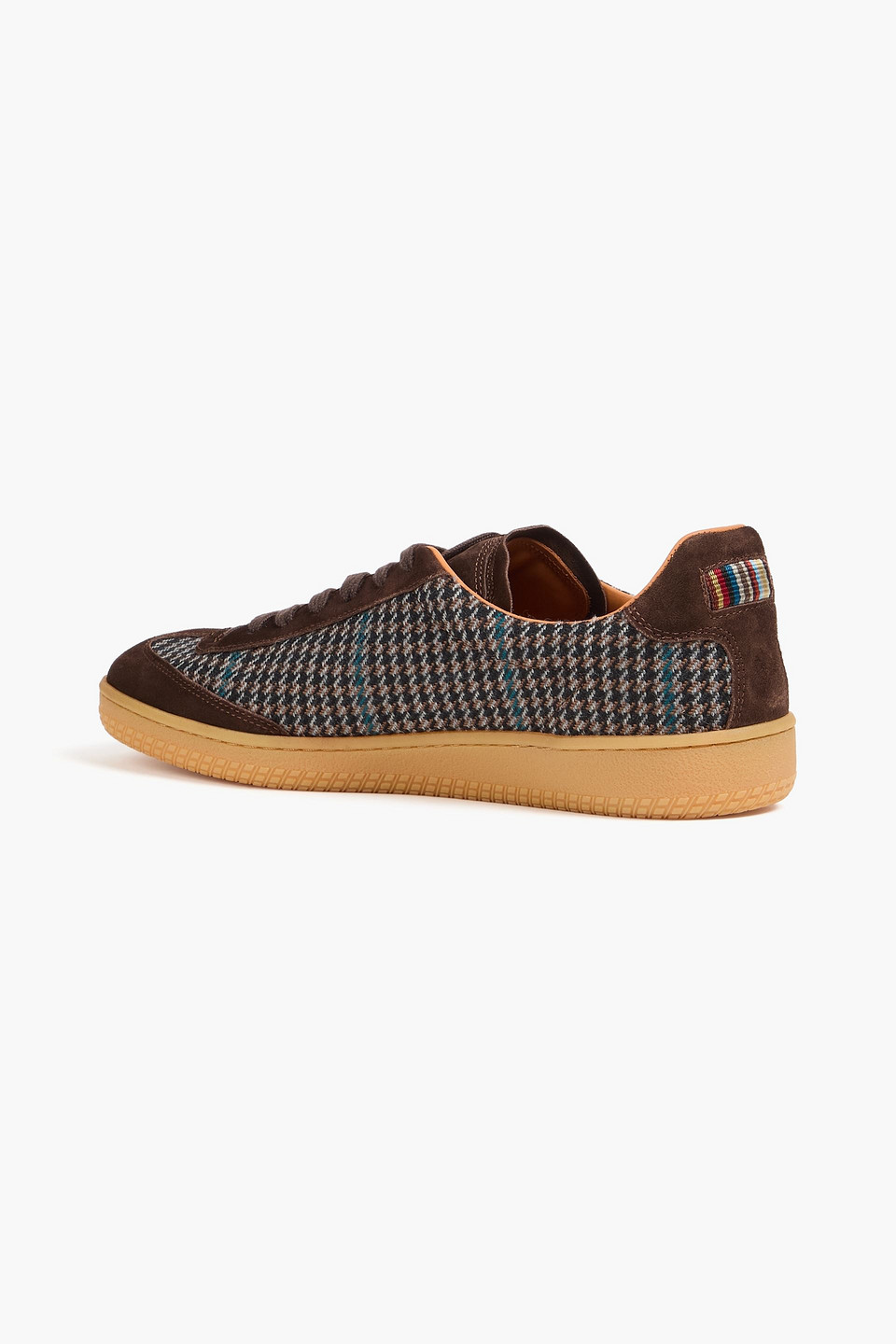 Paul Smith Como Houndstooth Tweed And Suede Sneakers In Multi