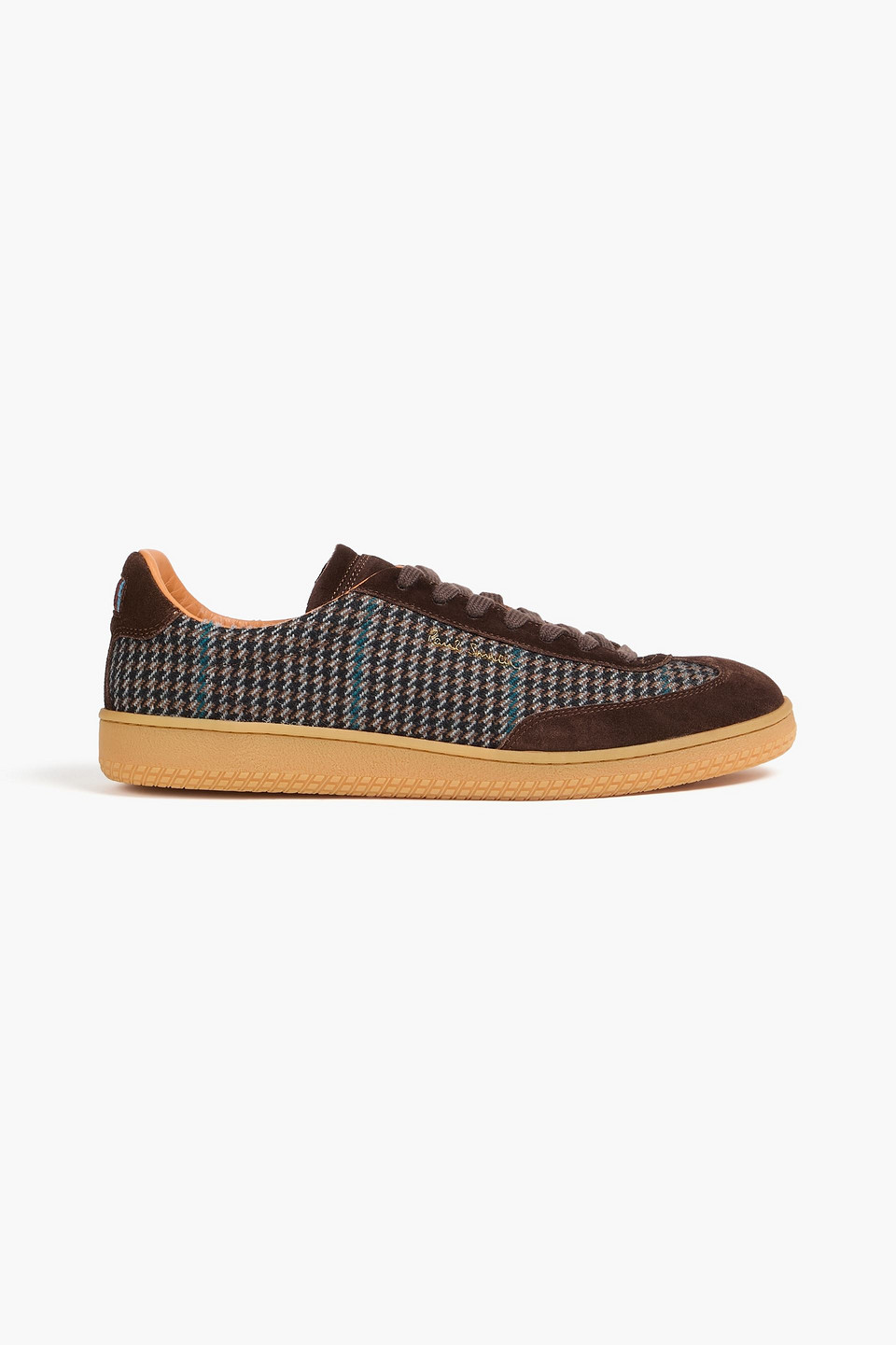Paul Smith Como Houndstooth Tweed And Suede Sneakers In Multi