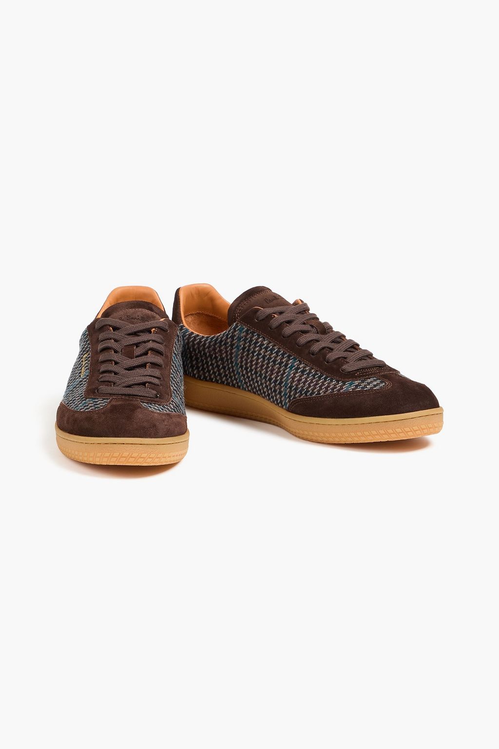 PAUL SMITH Como houndstooth tweed and suede sneakers