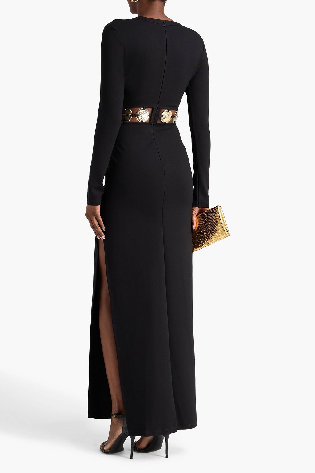 STAUD Delphine embellished cutout jersey maxi dress