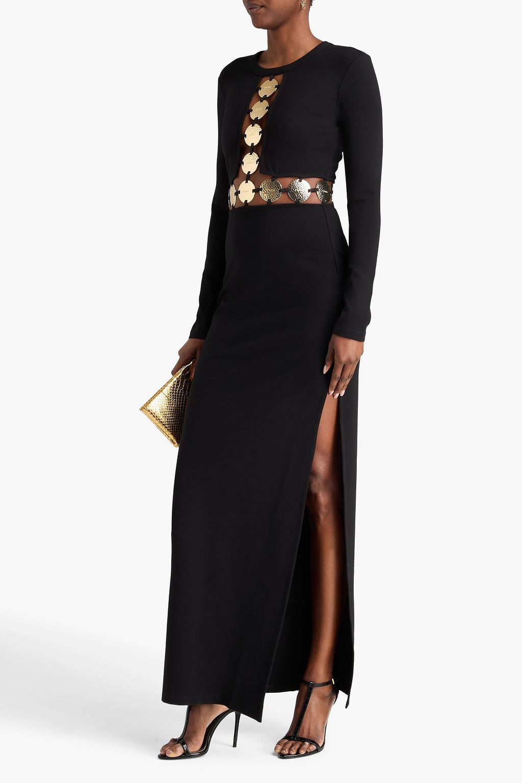 STAUD Delphine embellished cutout jersey maxi dress