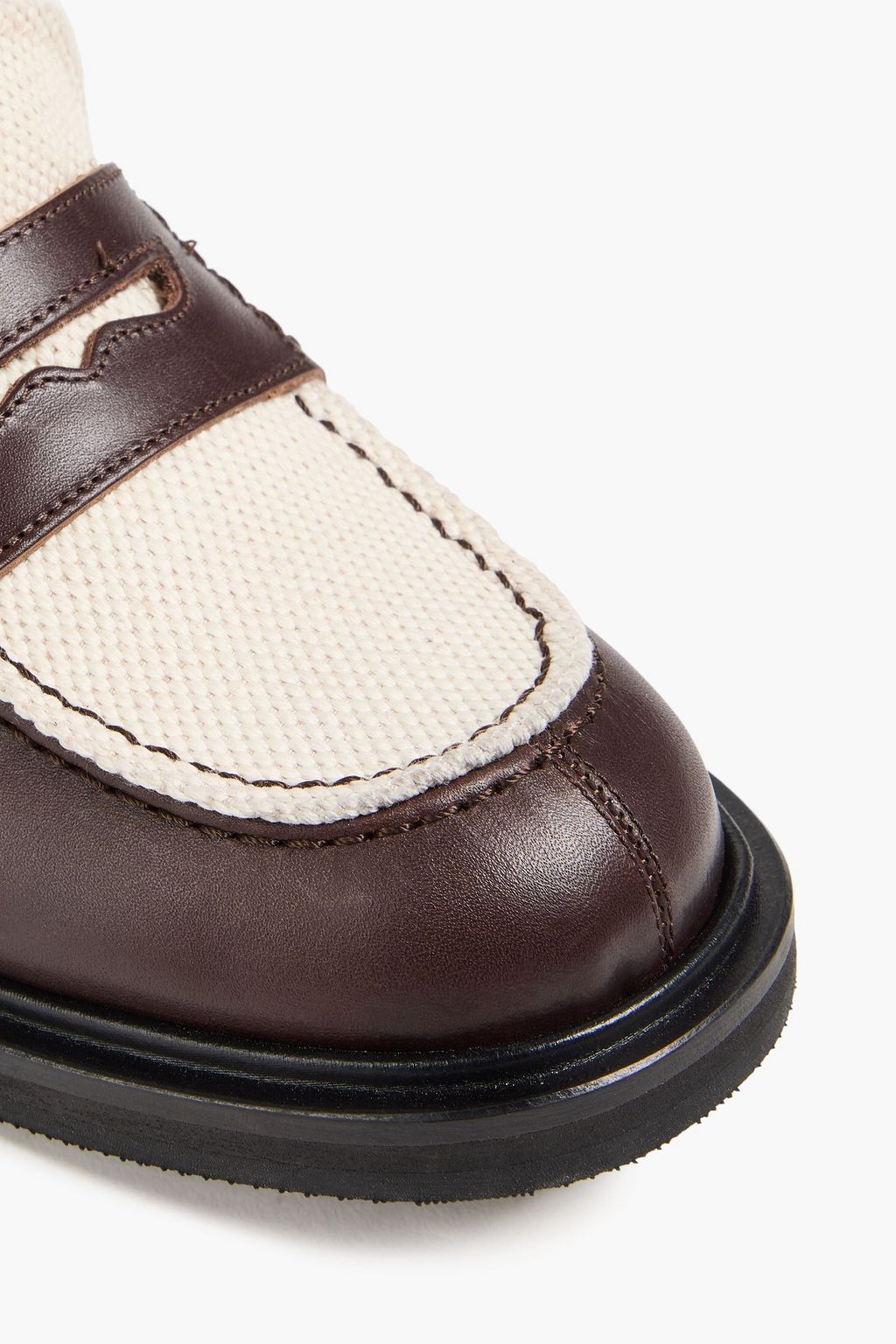 ATP ATELIER حذاء لوفر "ألباريدو" من الجلد وقماش الكنفا