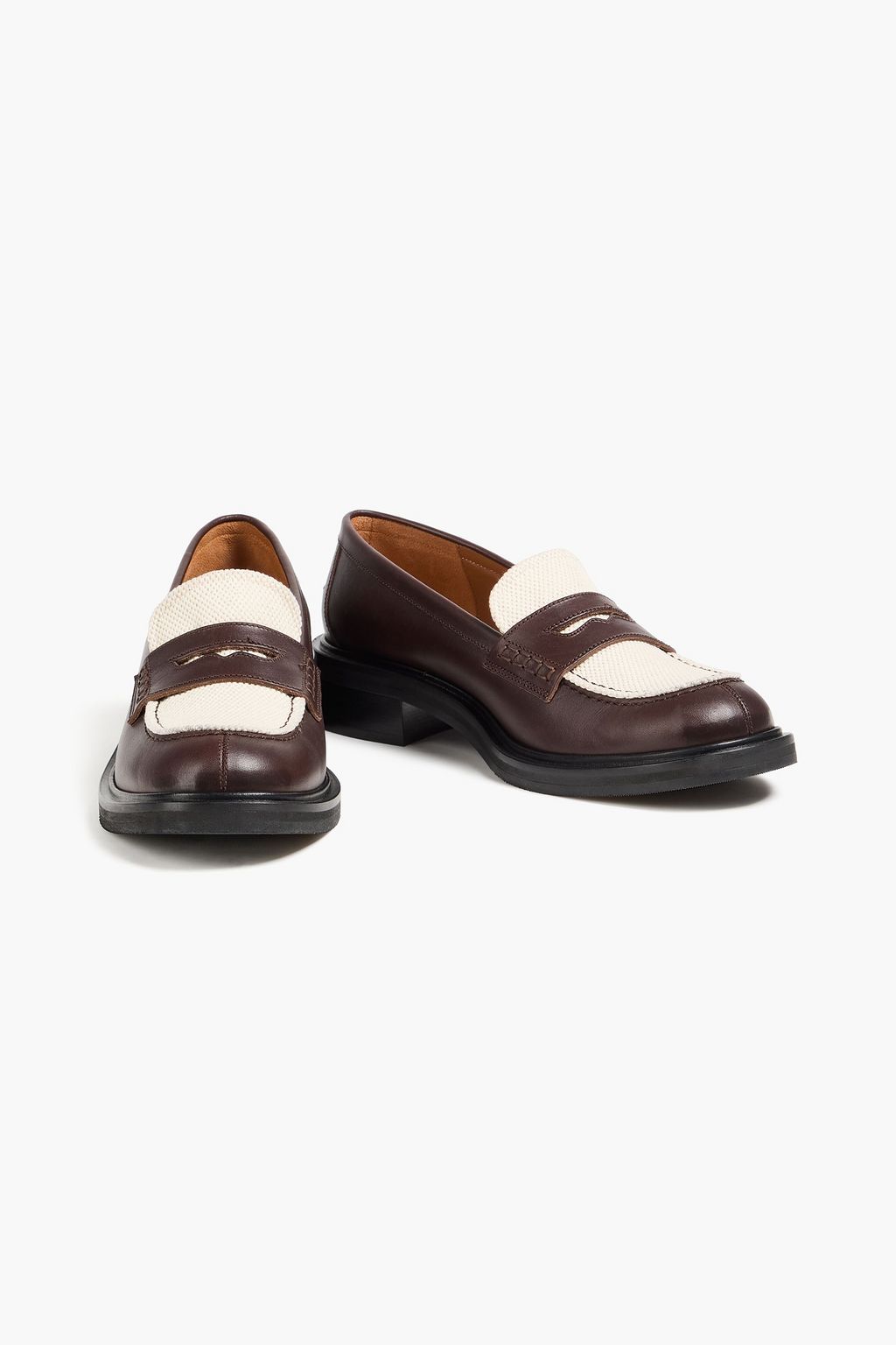 ATP ATELIER حذاء لوفر "ألباريدو" من الجلد وقماش الكنفا