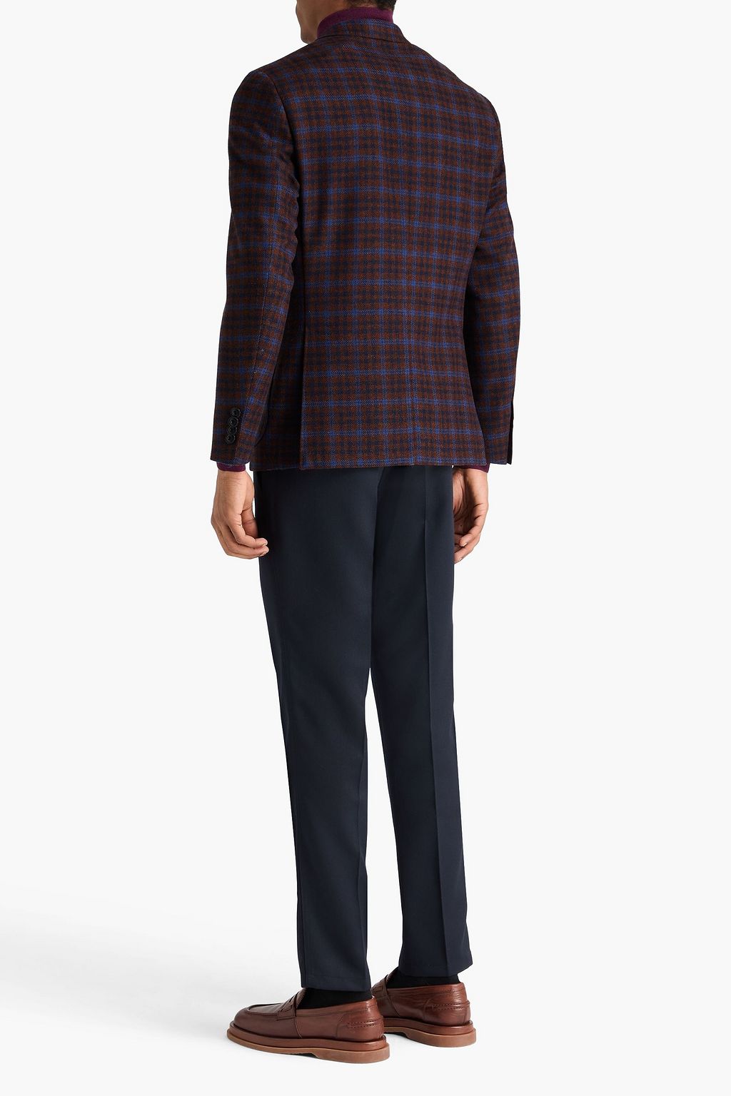 CANALI Checked wool and cashmere-blend tweed blazer