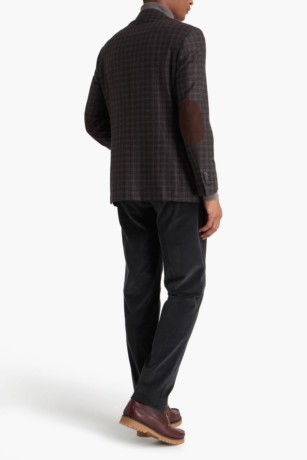 CANALI Checked wool and cashmere-blend flannel blazer