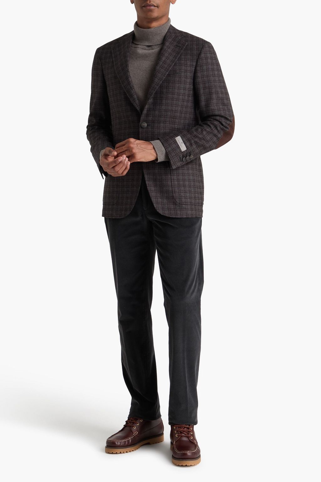 CANALI Checked wool and cashmere-blend flannel blazer