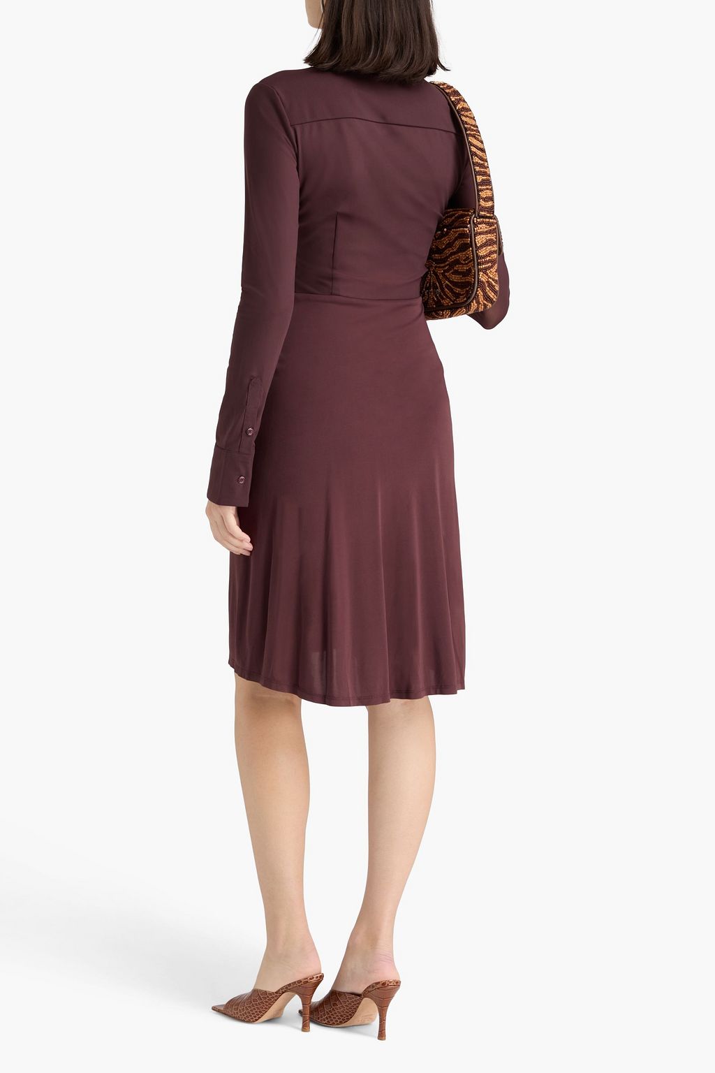 STAUD Brendan draped jersey and mesh shirt dress