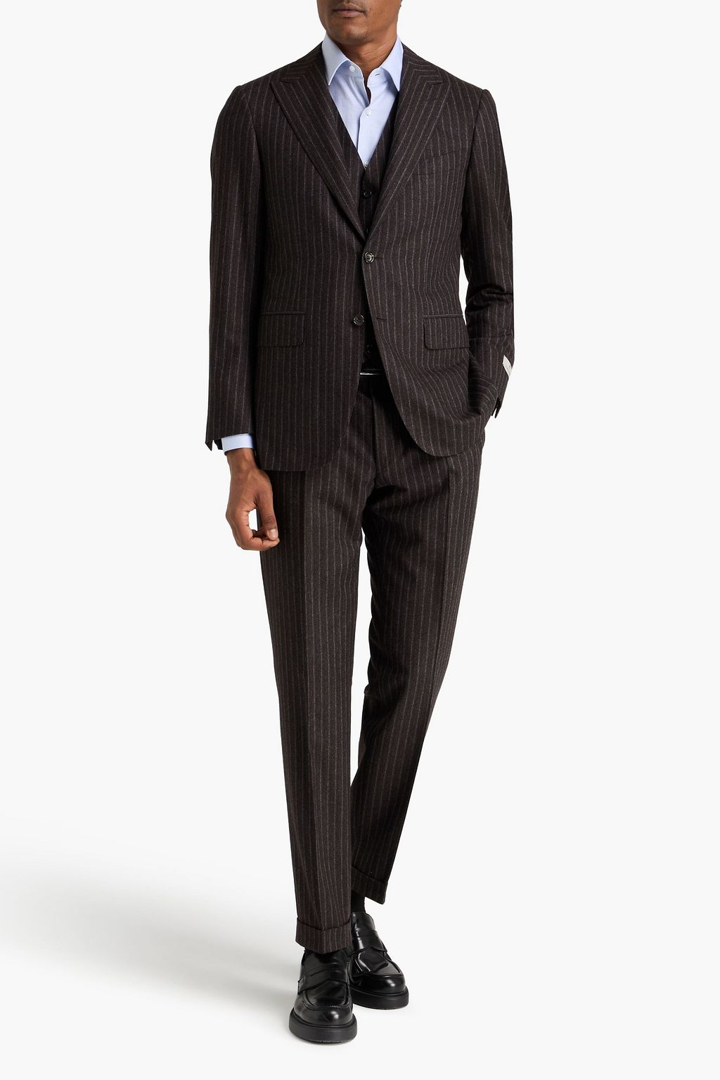 CANALI 스트라이프 울 플란넬 수트