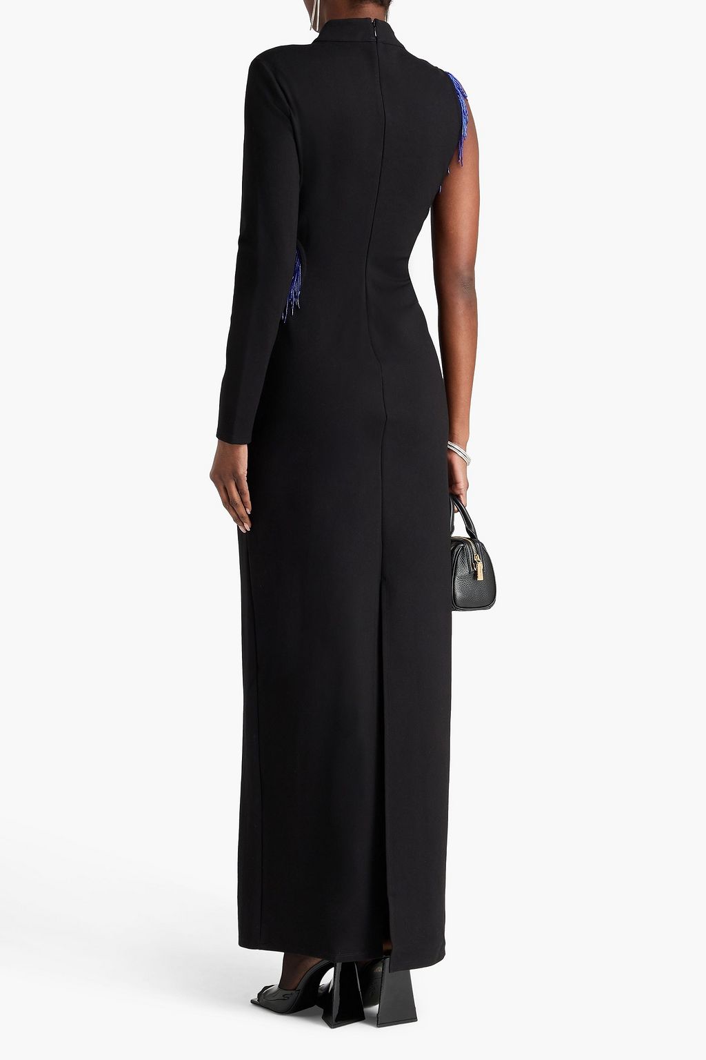 STAUD Fringed bead-embellished cutout jersey midi dress