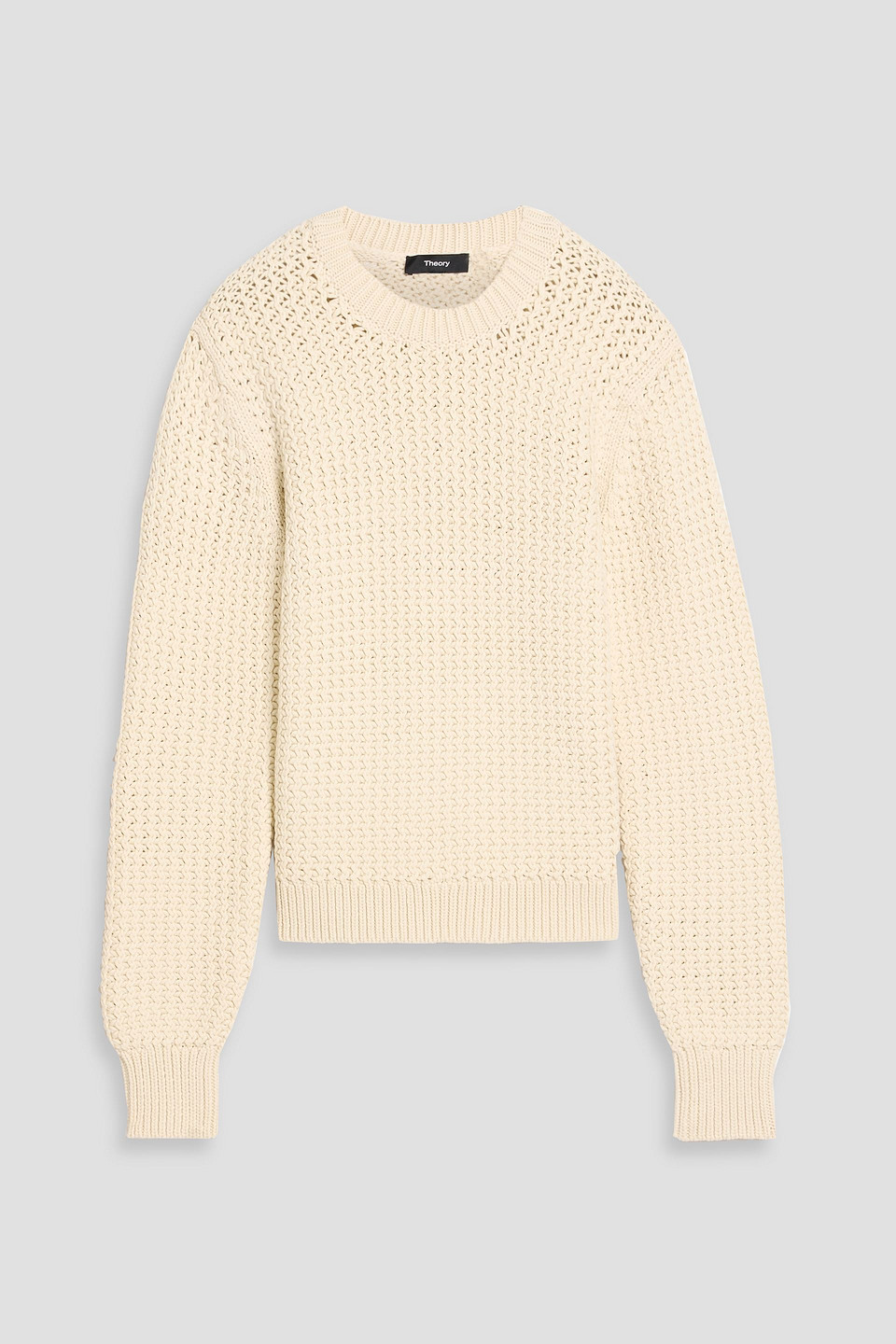 Theory Textured-knit Cotton-blend Sweater In White
