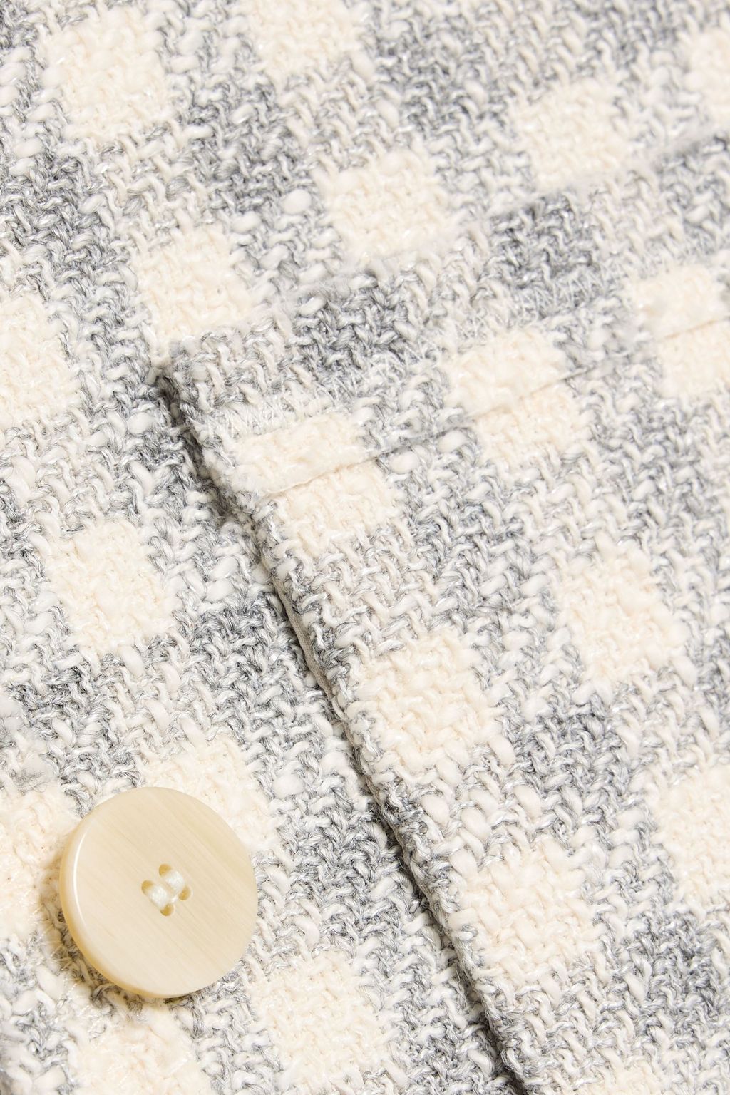 THEORY Cropped gingham cotton-blend tweed jacket
