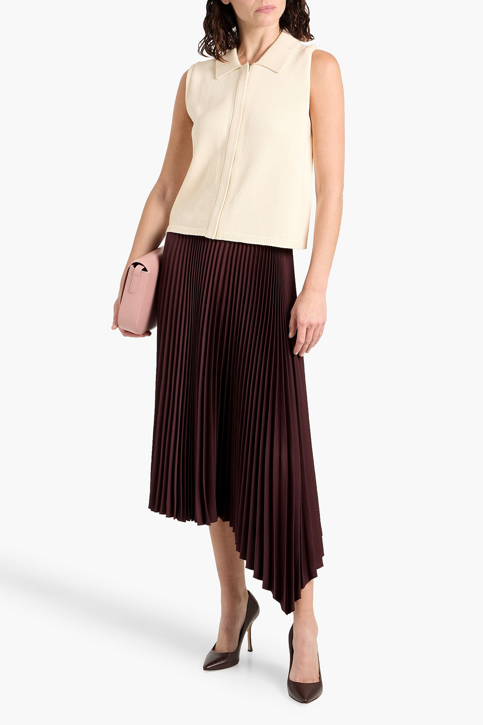 Theory Cotton-blend Vest In Pink