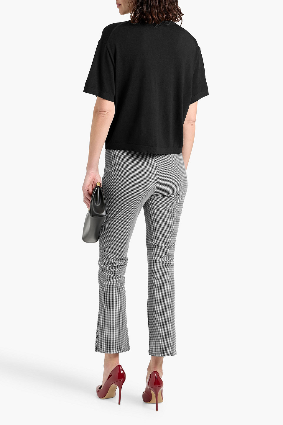 Theory Houndstooth Cady Kick-flare Pants In Gray