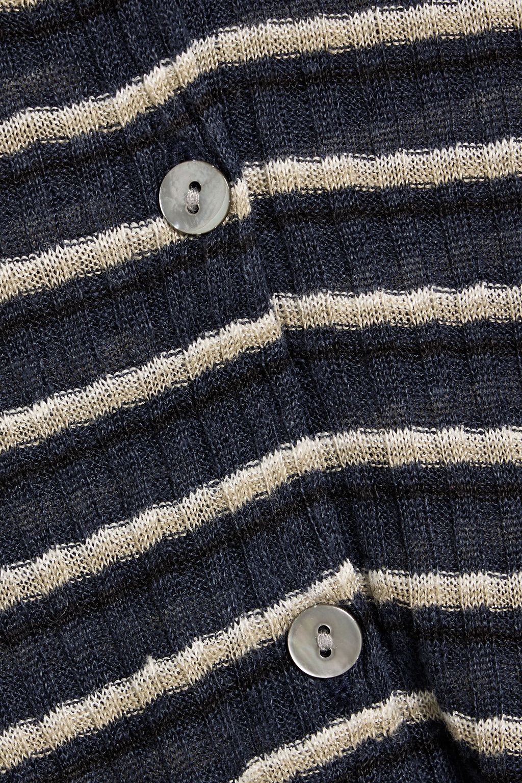 THEORY Ribbed striped linen-blend cardigan
