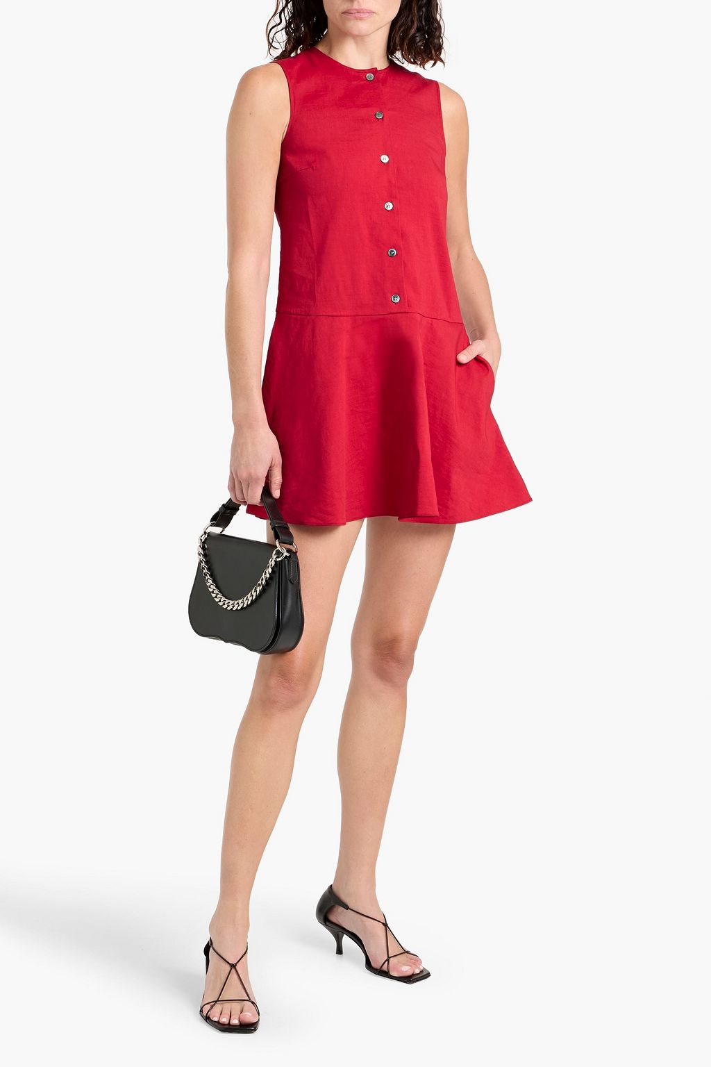 THEORY Flared linen-blend mini dress