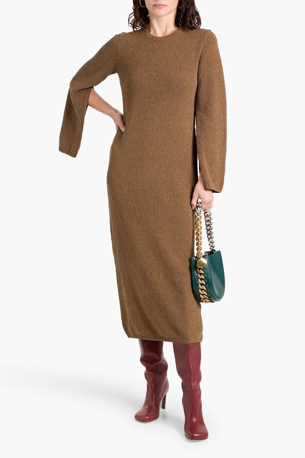 THEORY Bouclé-knit cotton-blend midi dress