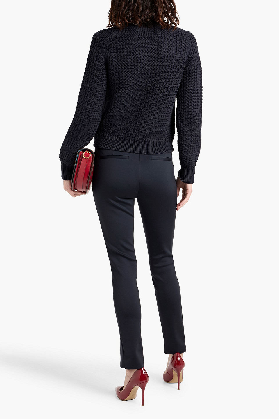 Theory Textured-knit Cotton-blend Sweater In Black