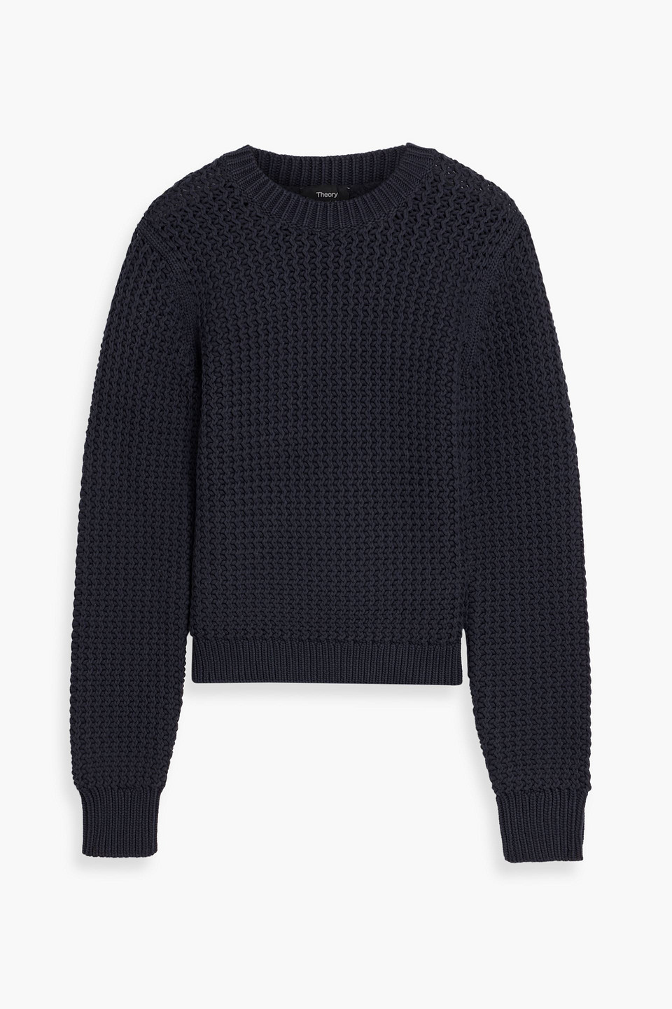 Theory Textured-knit Cotton-blend Sweater In Black