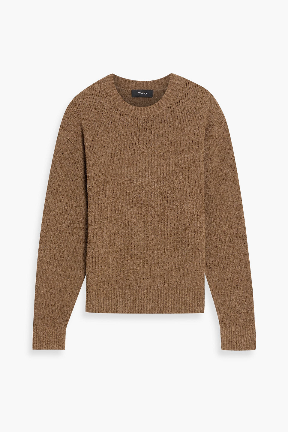 Theory Bouclé-knit Cotton-blend Sweater In Brown