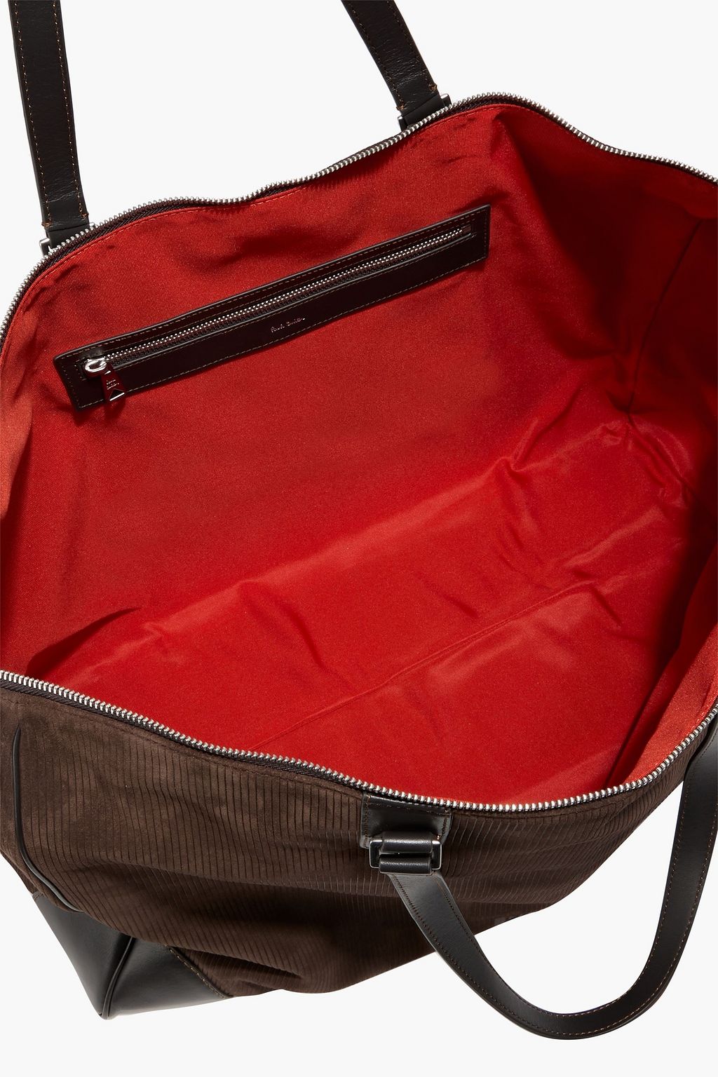 PAUL SMITH Leather-trimmed ribbed suede duffle bag