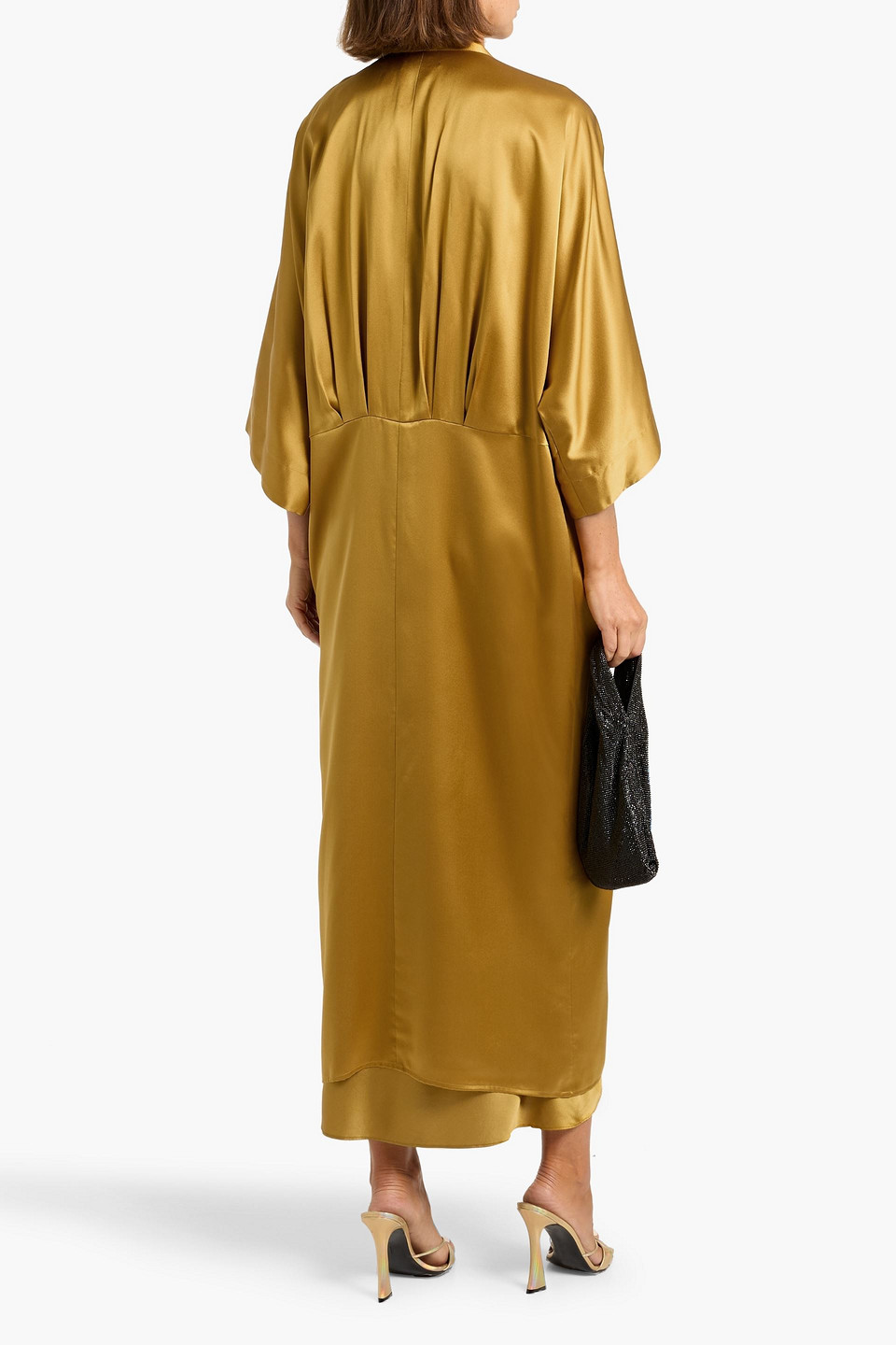 The Sei Silk-satin Kimono In Yellow