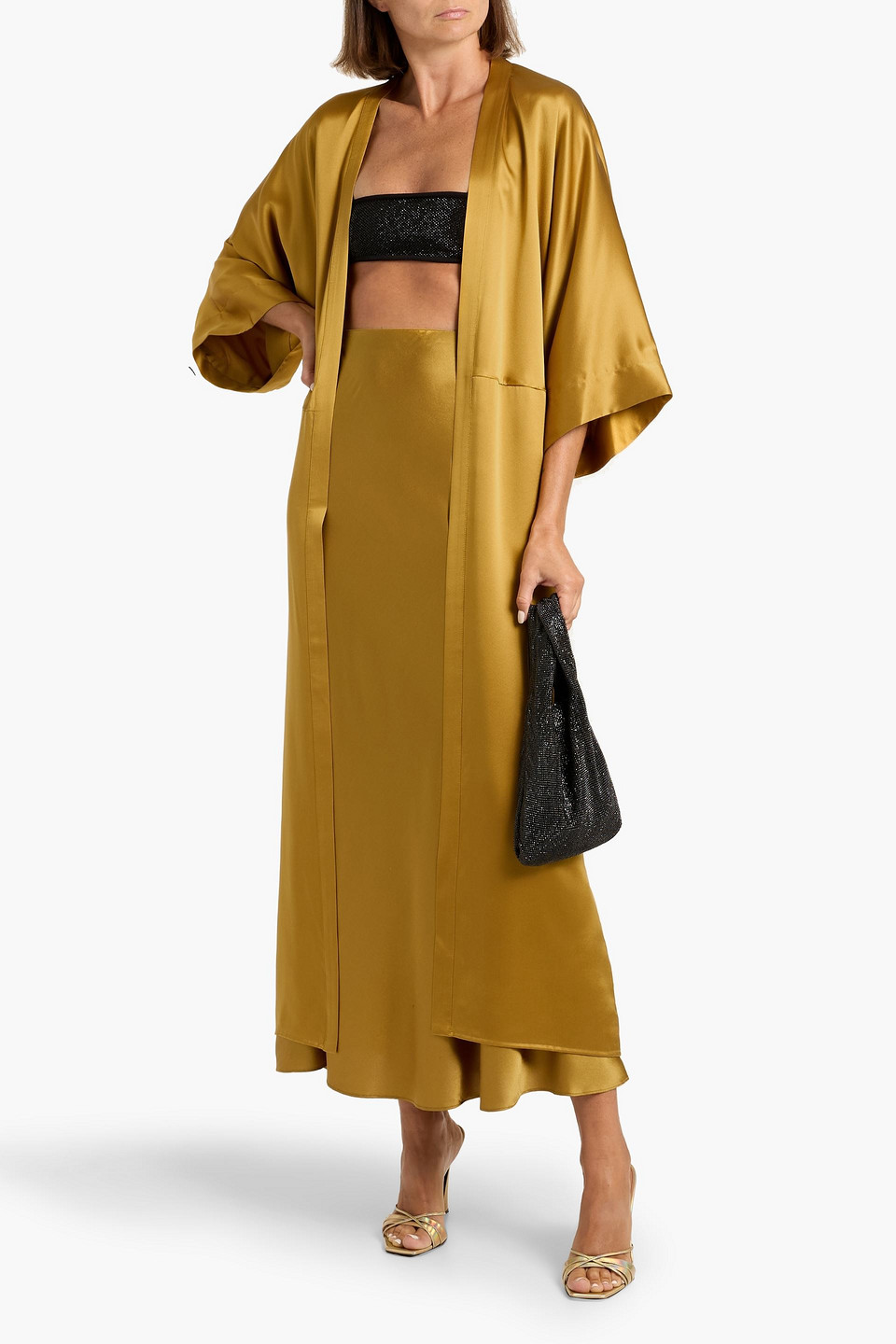 The Sei Silk-satin Kimono In Yellow