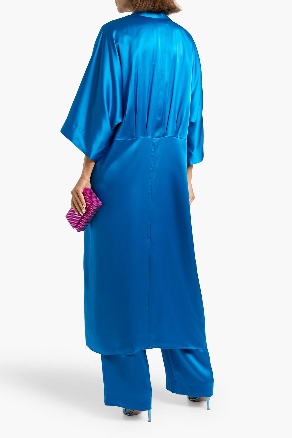 The Sei Silk-satin Kimono In Blue