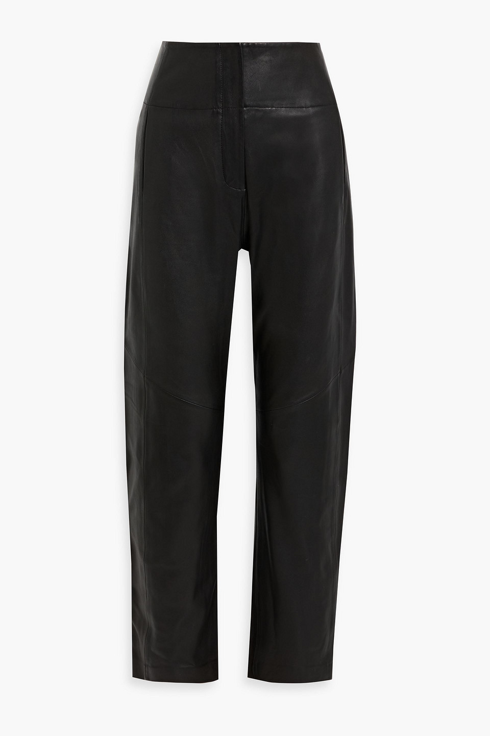 The Sei Leather Straight-leg Pants In Black