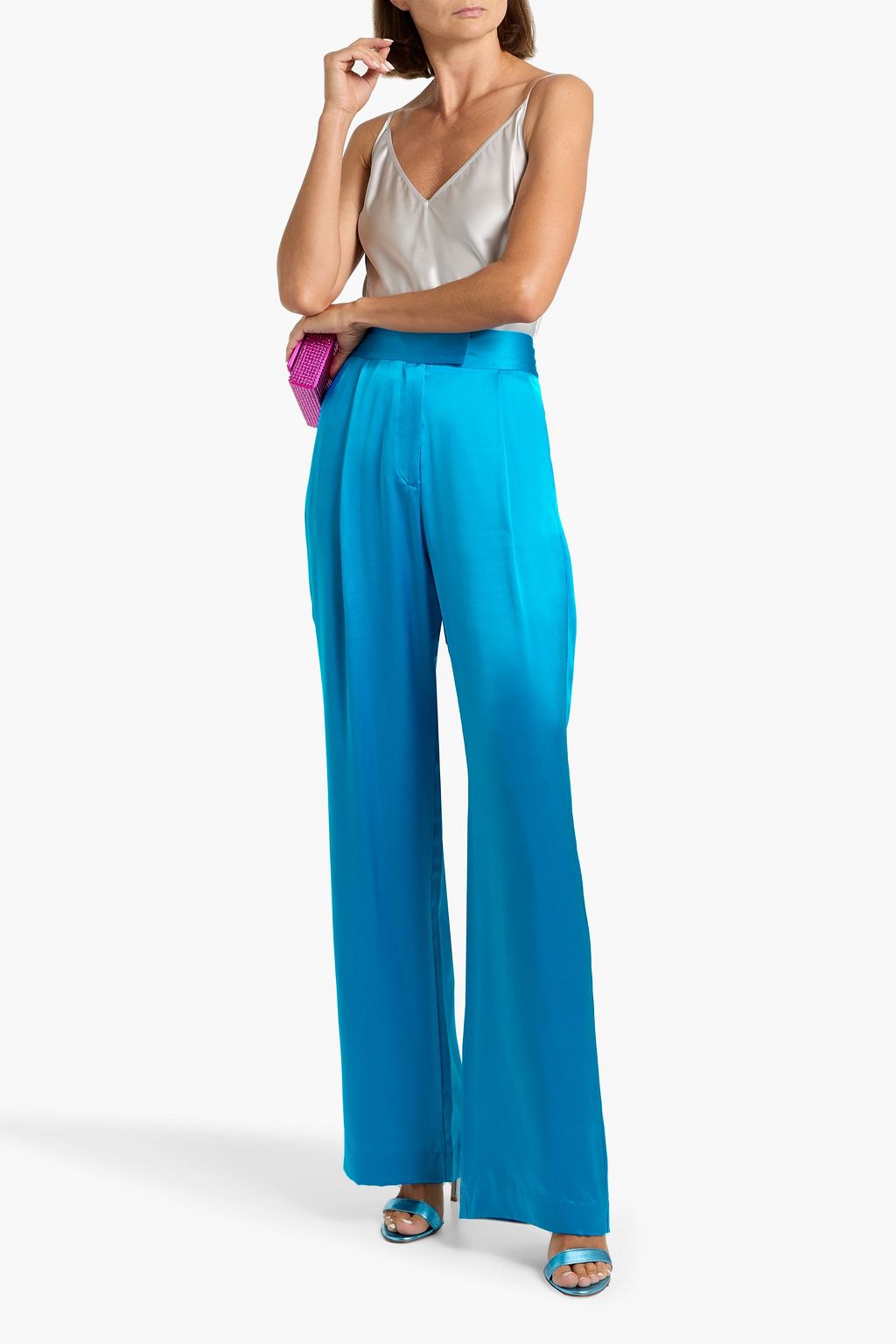 THE SEI Silk-satin wide-leg pants